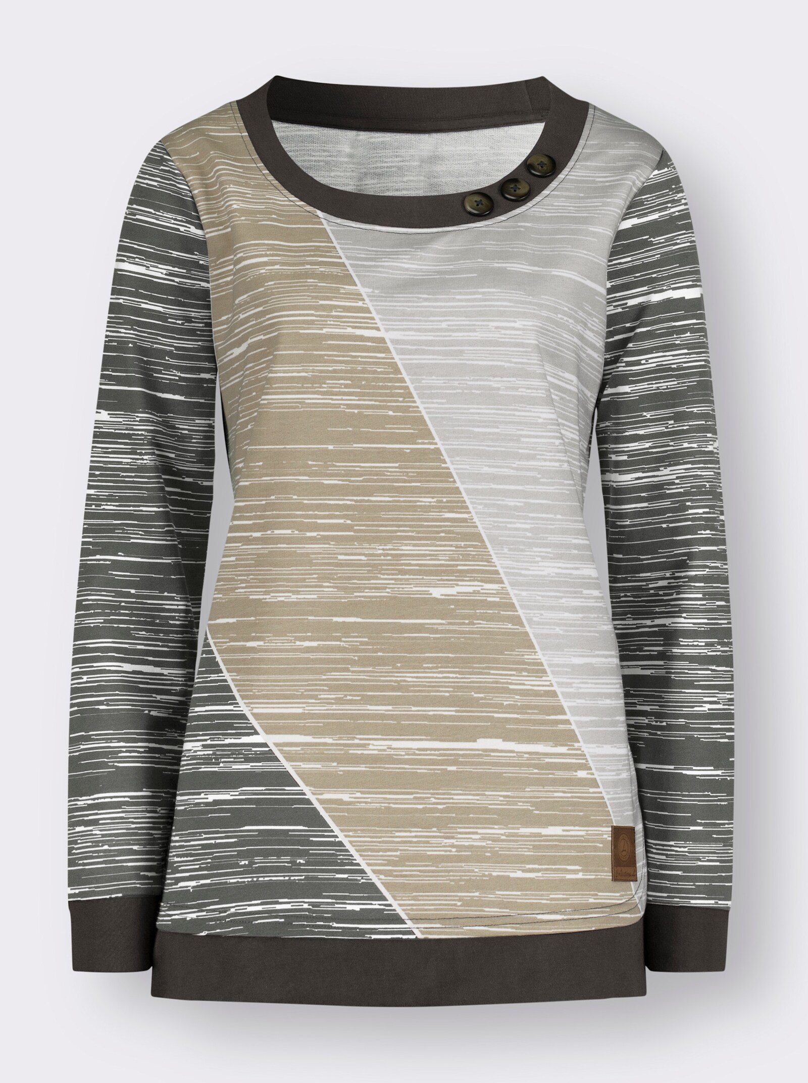 Sweatshirt met sportieve print - grafiet/ecru bedrukt