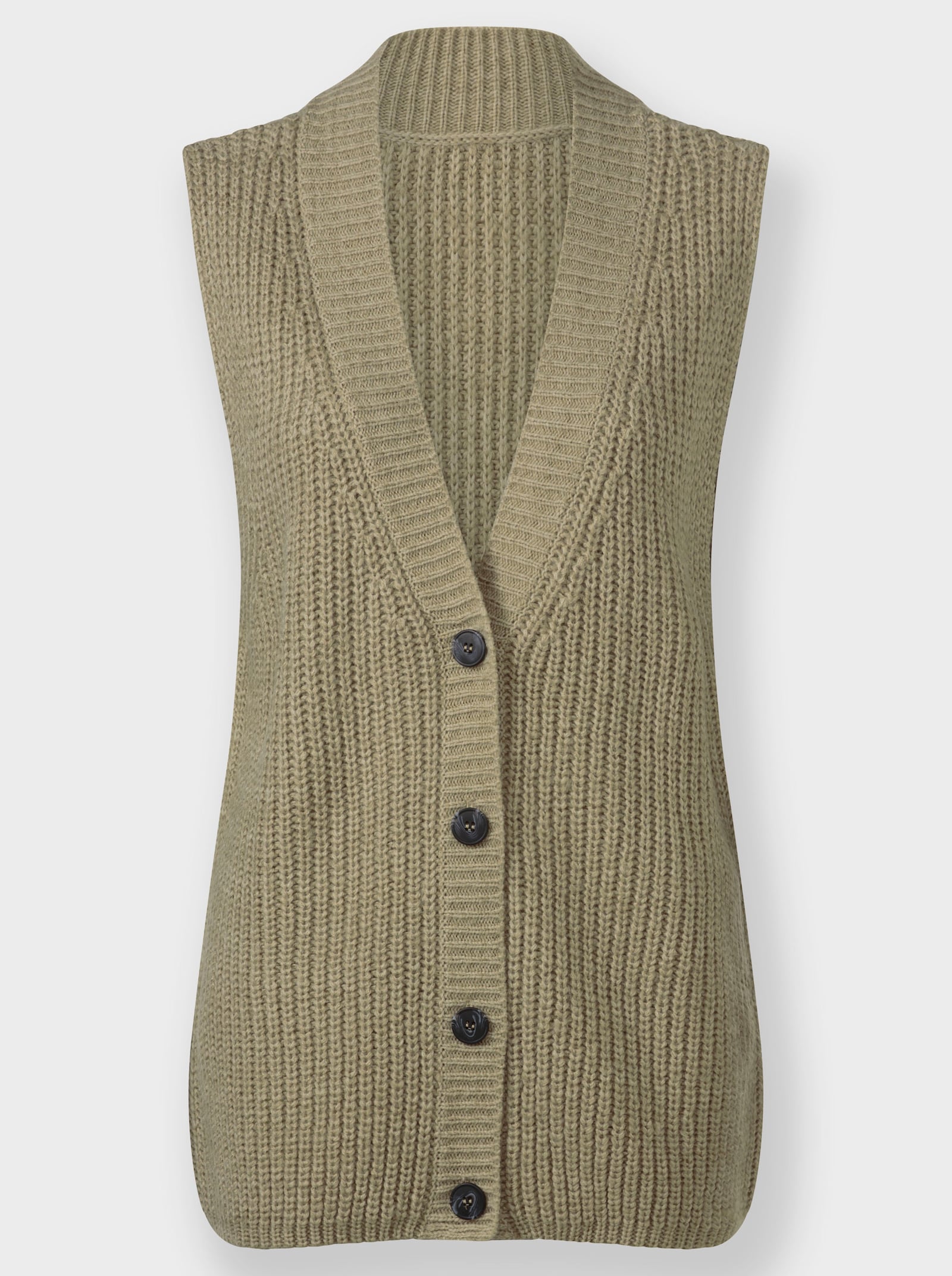 Strickweste mit Knöpfen in Holzoptik - schlamm