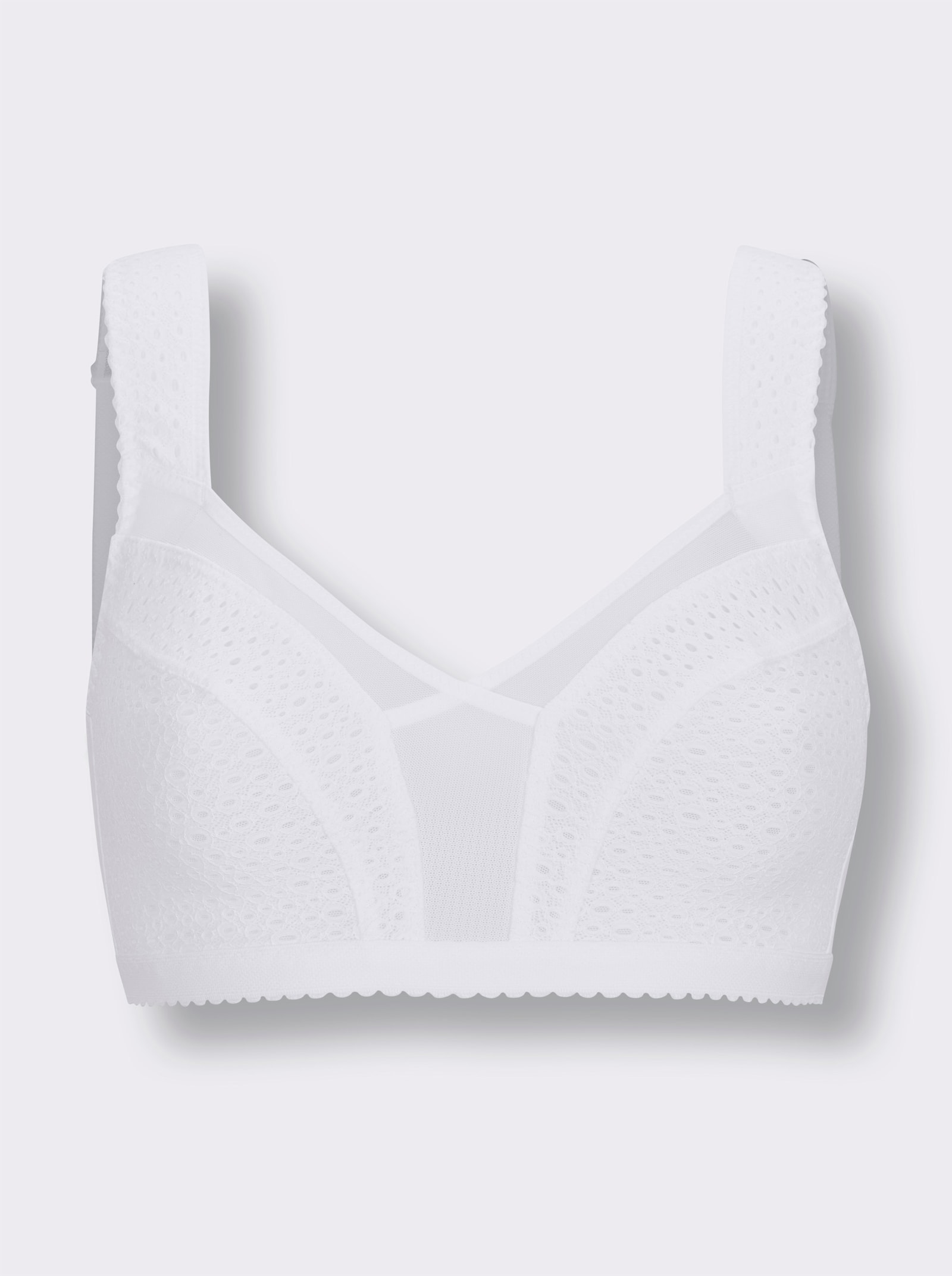 wäschepur Soutien-gorge confort sans armatures avec empiècement en maille - blanc