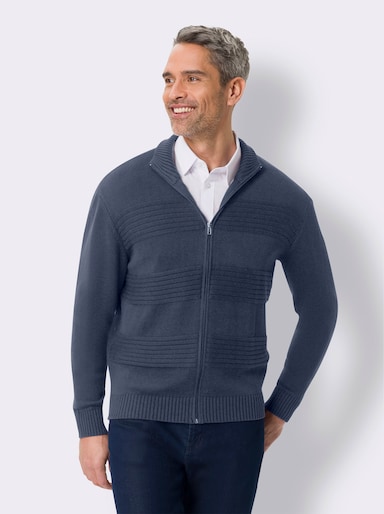 Strickjacke mit Rippenmuster - rauchblau