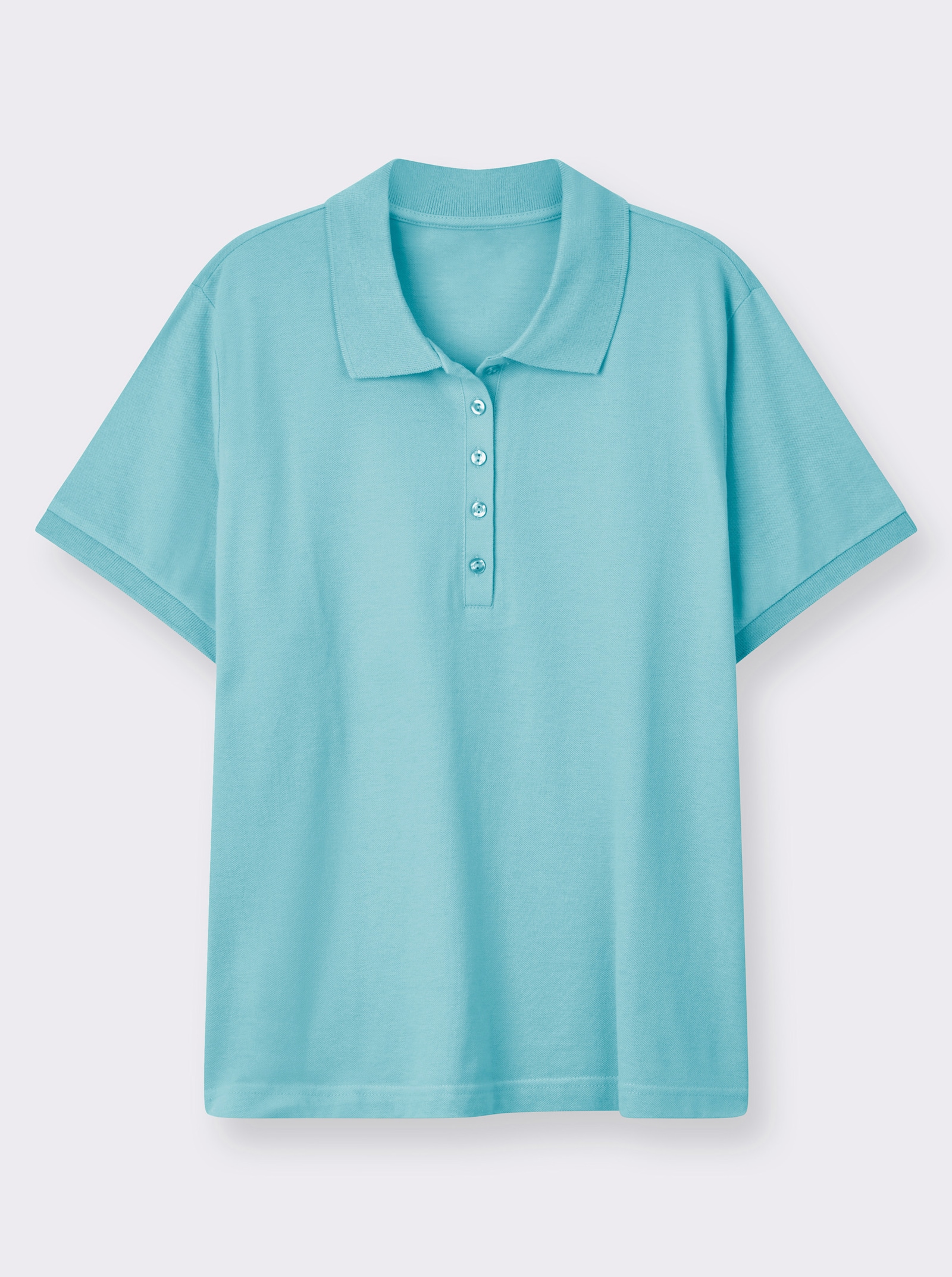 Poloshirt mit Seitenschlitzen - aqua