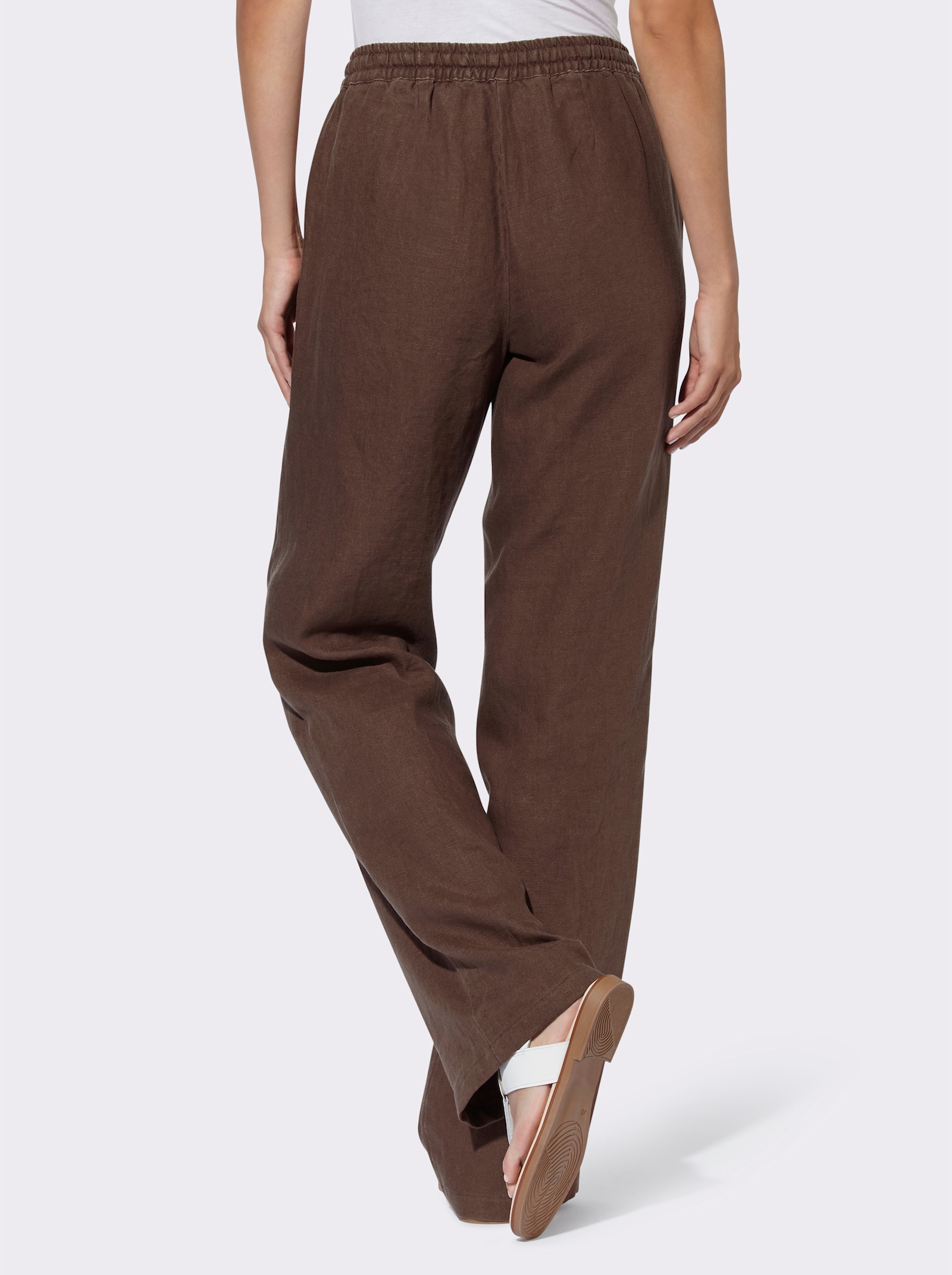 heine Leinenhose mit weitem Bein - schoko