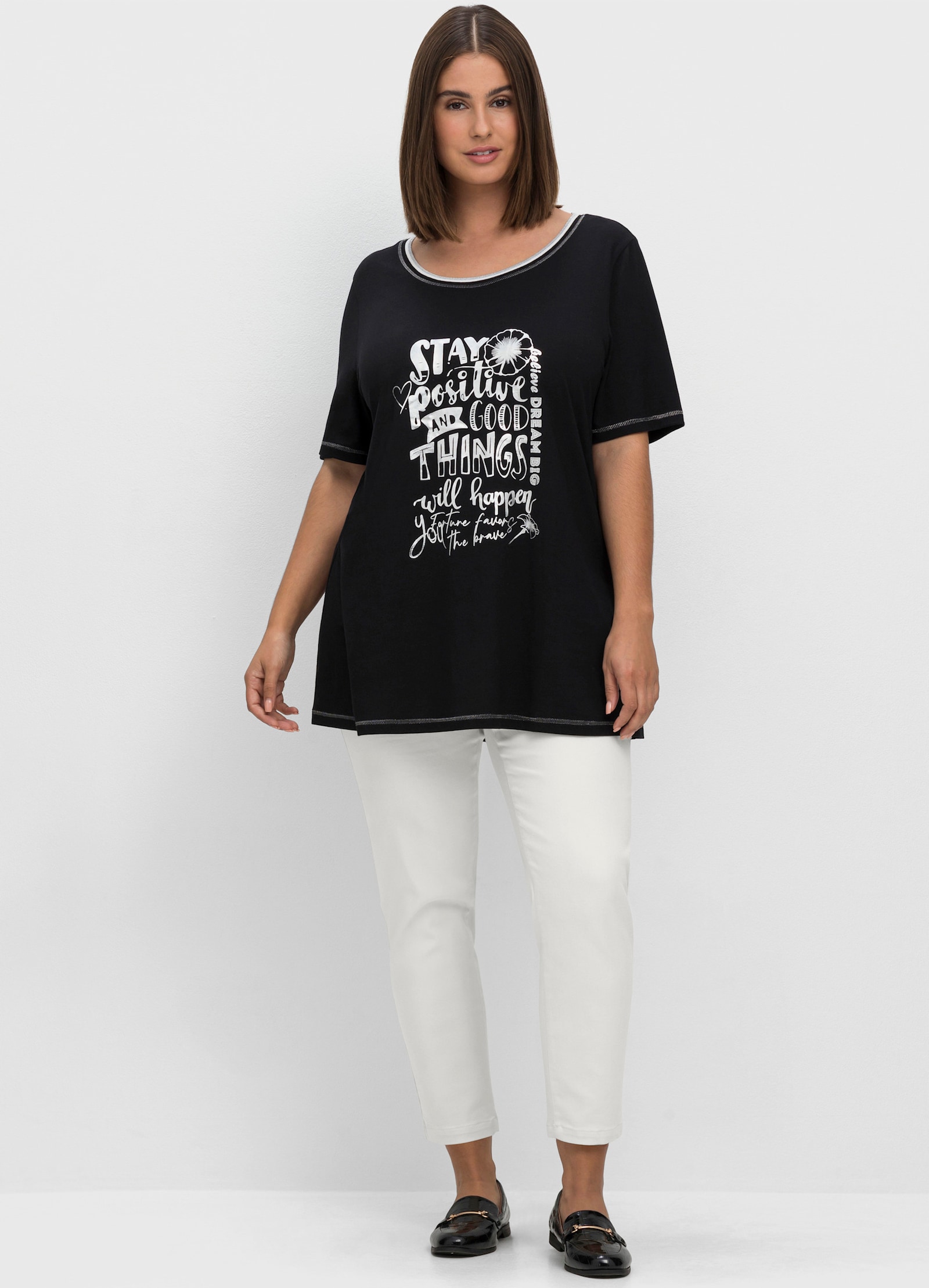 sheego 7/8-Hose mit Schlupfbund, schmale Form - weiss