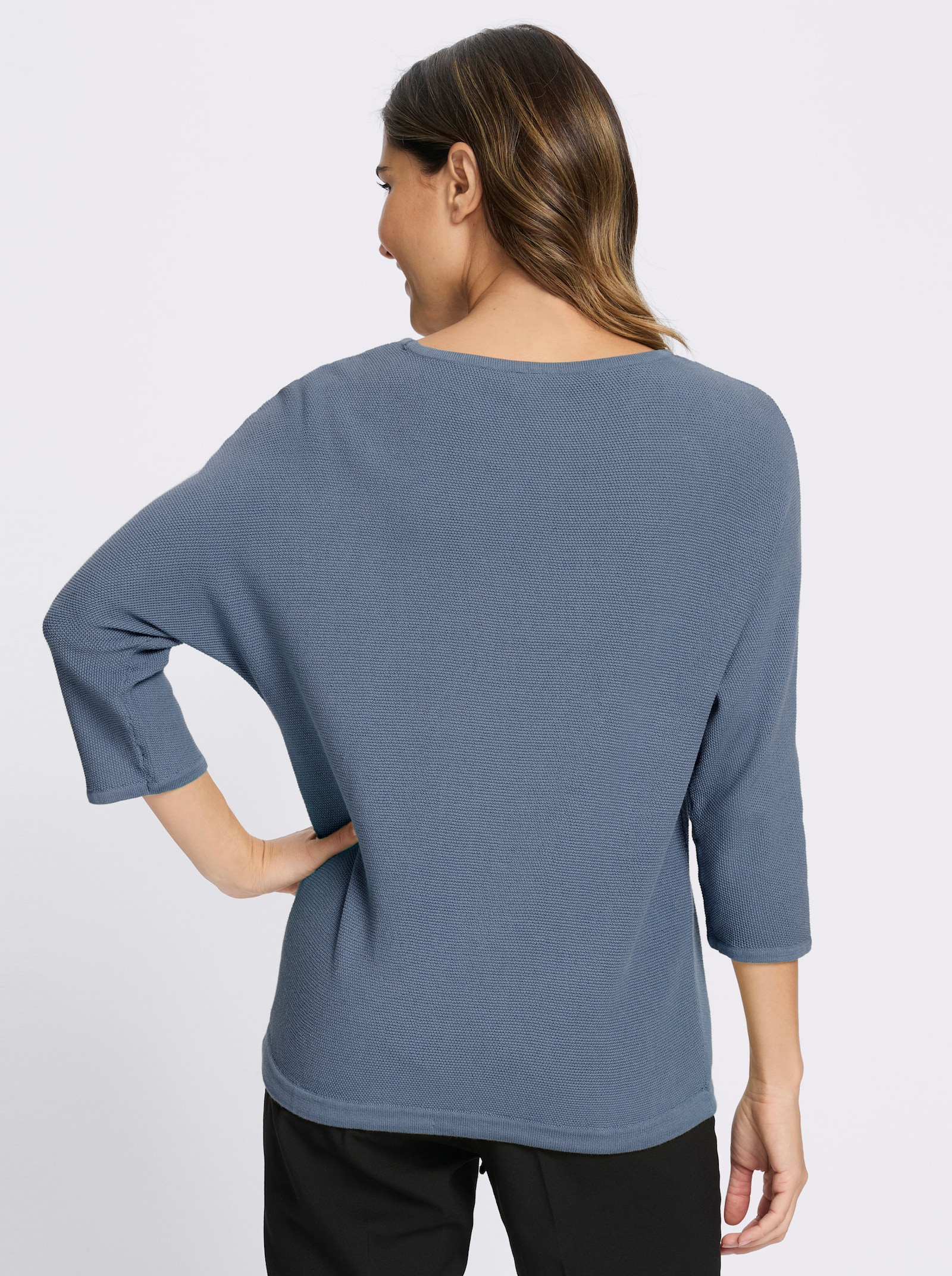 3/4 Arm-Pullover mit Fledermaus-Ärmeln - taubenblau