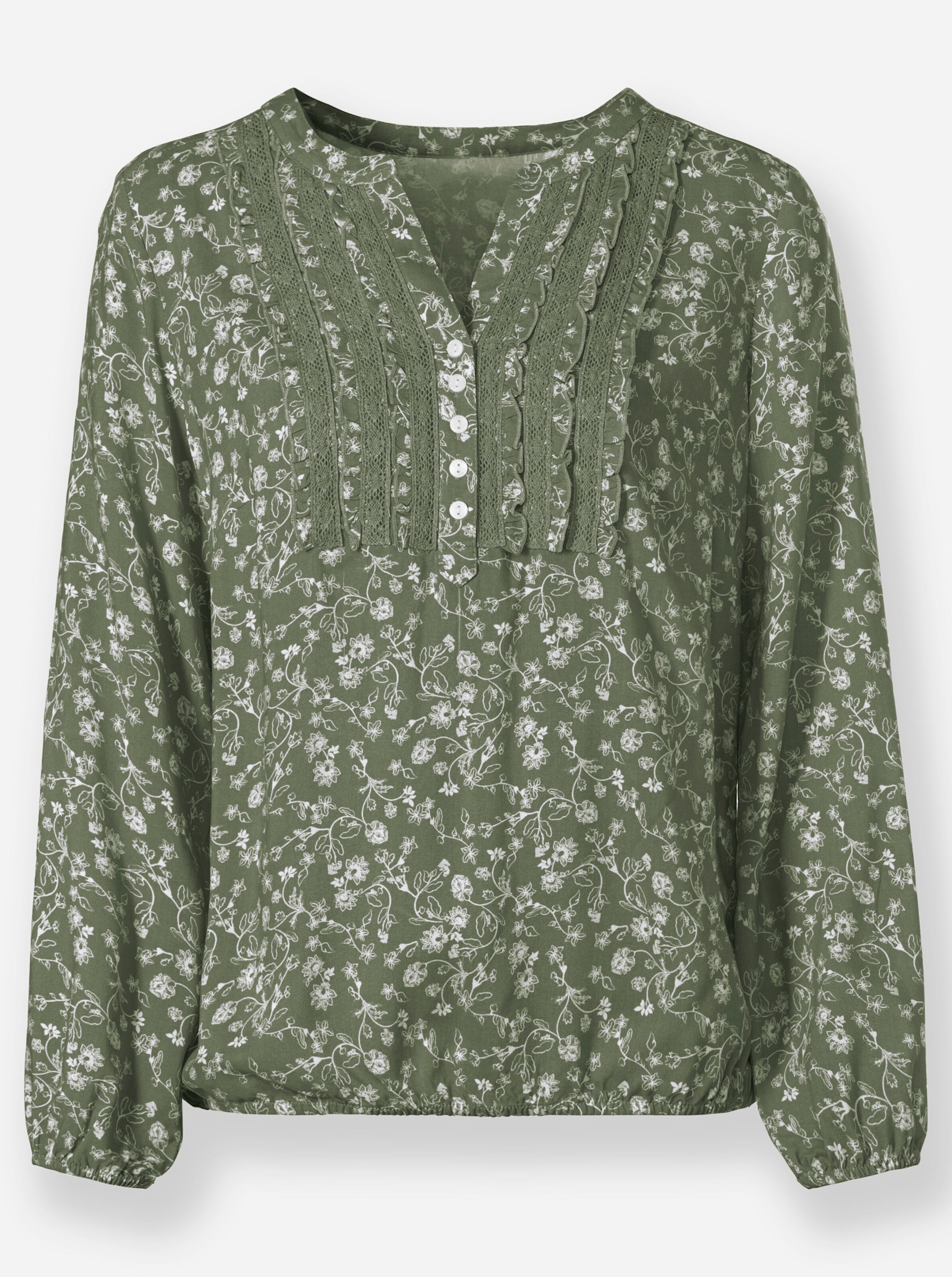 Witt Weiden Damen Bluse khaki ecru bedruckt  - Onlineshop Witt Weiden