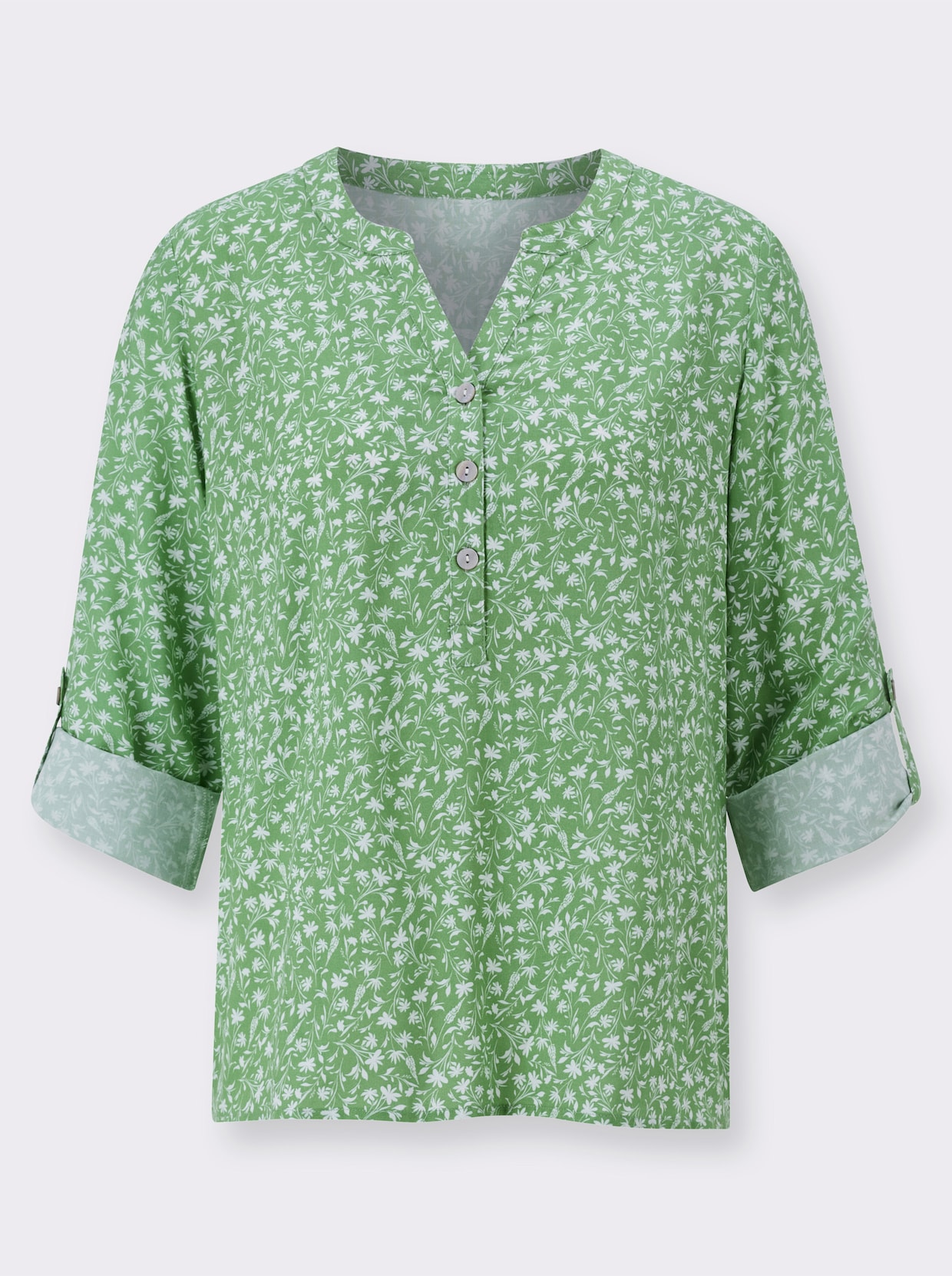 Blouse met lange mouwen - appelgroen/wit bedrukt