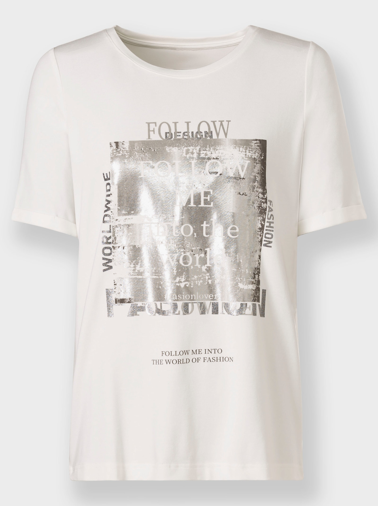 heine Kurzarmshirt mit Foliendruck - ecru