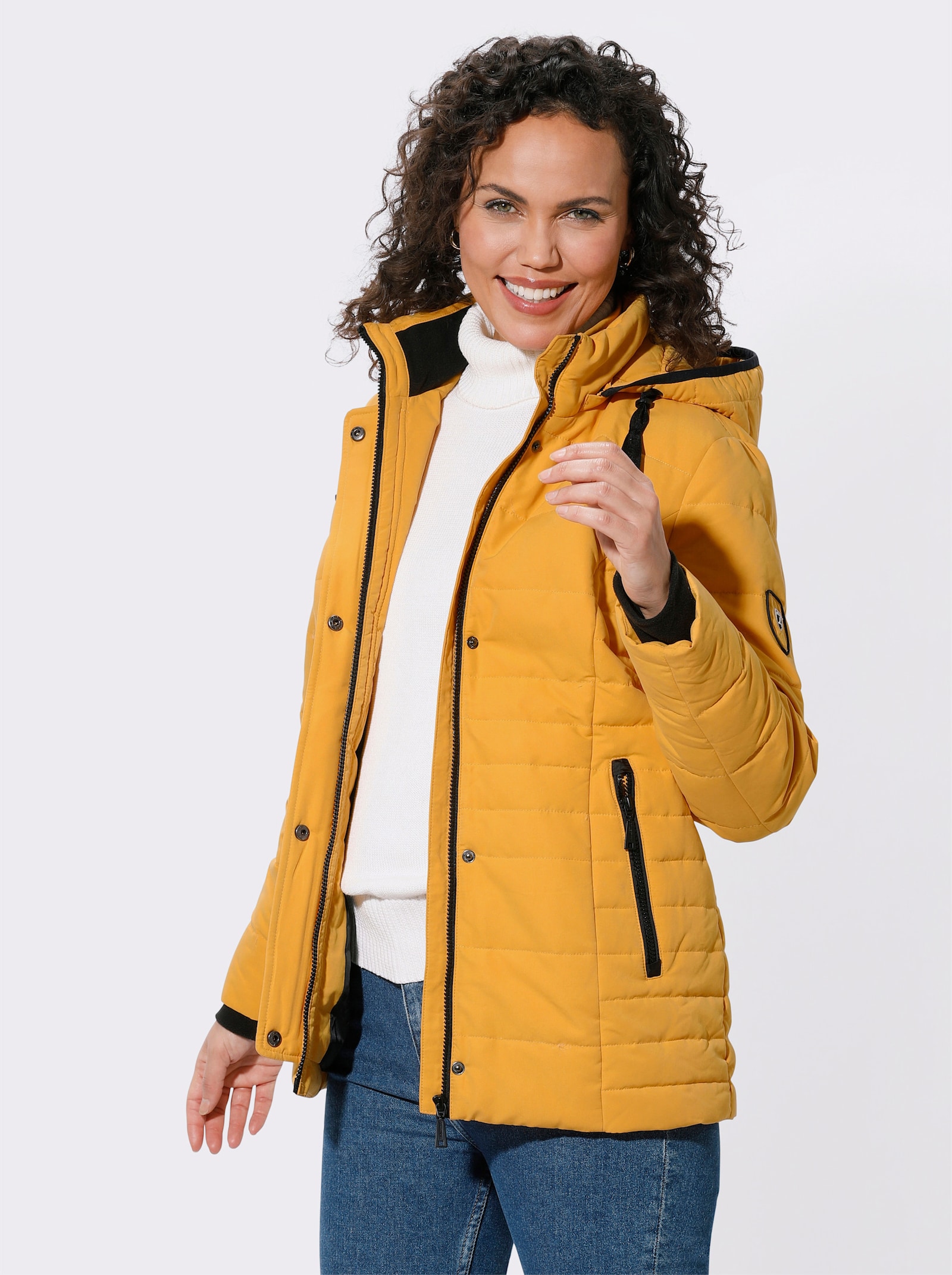 Steppjacke mit Ripsband-Verzierung - ocker