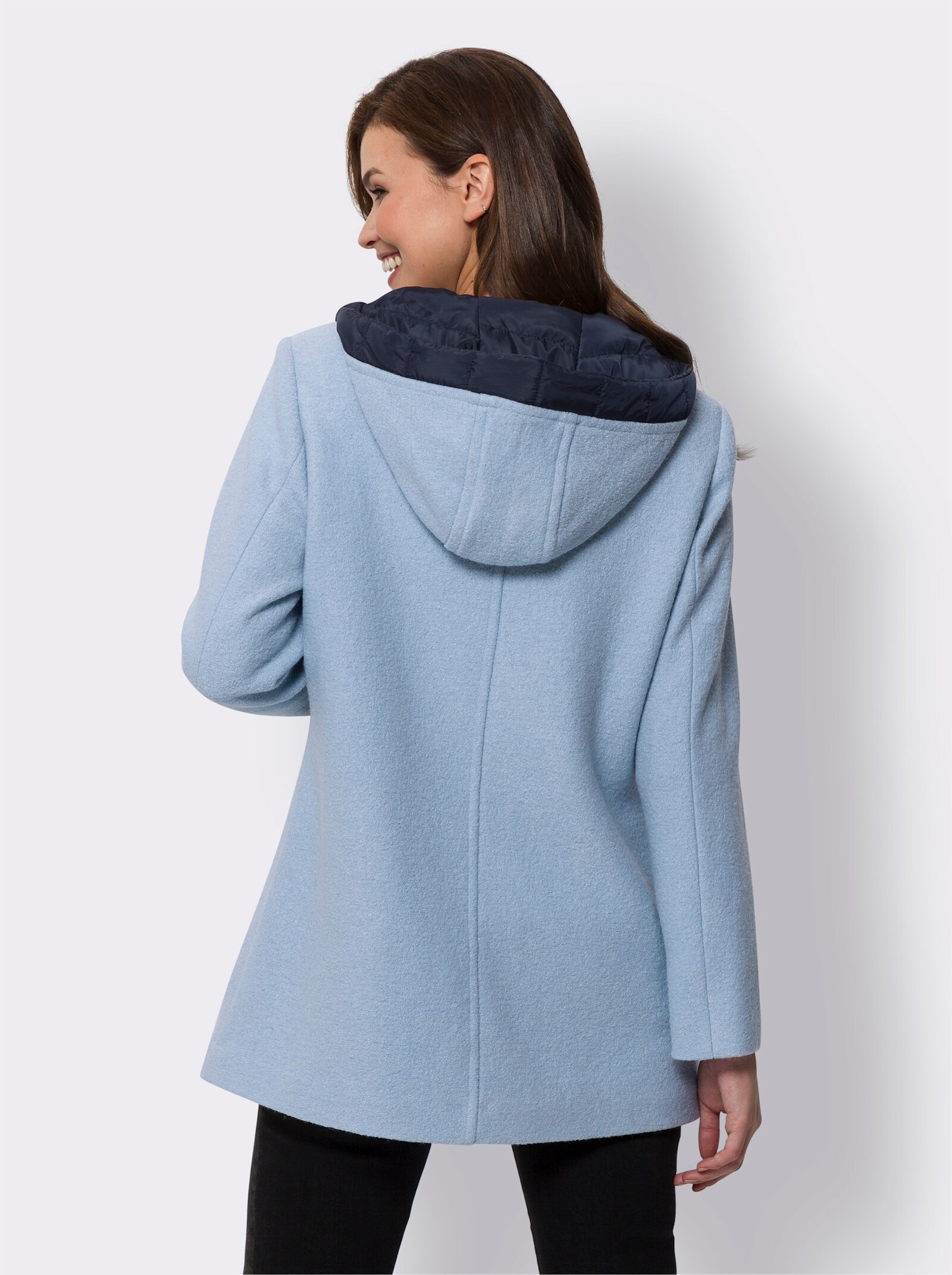 heine Outdoorjack met contrastvoering - ijsblauw