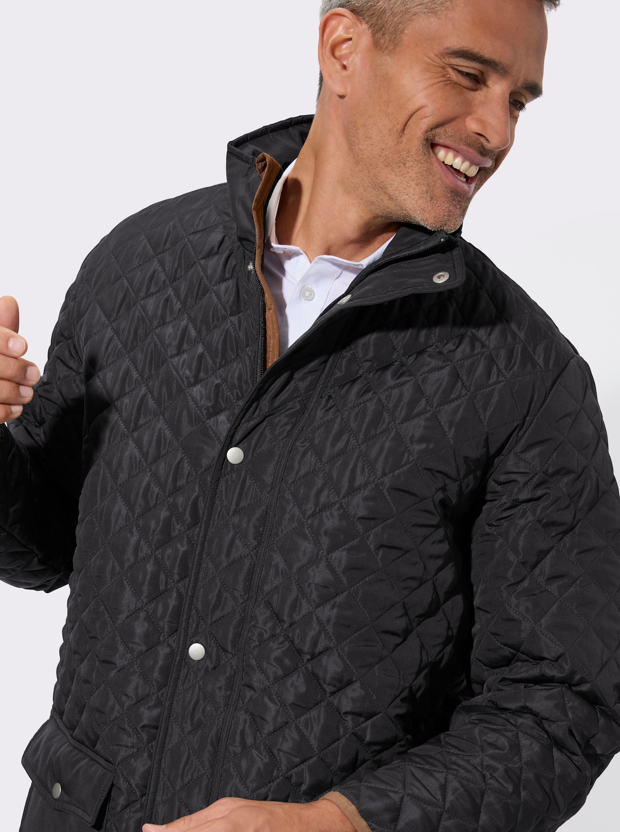 Steppjacke im Rautenmuster - schwarz