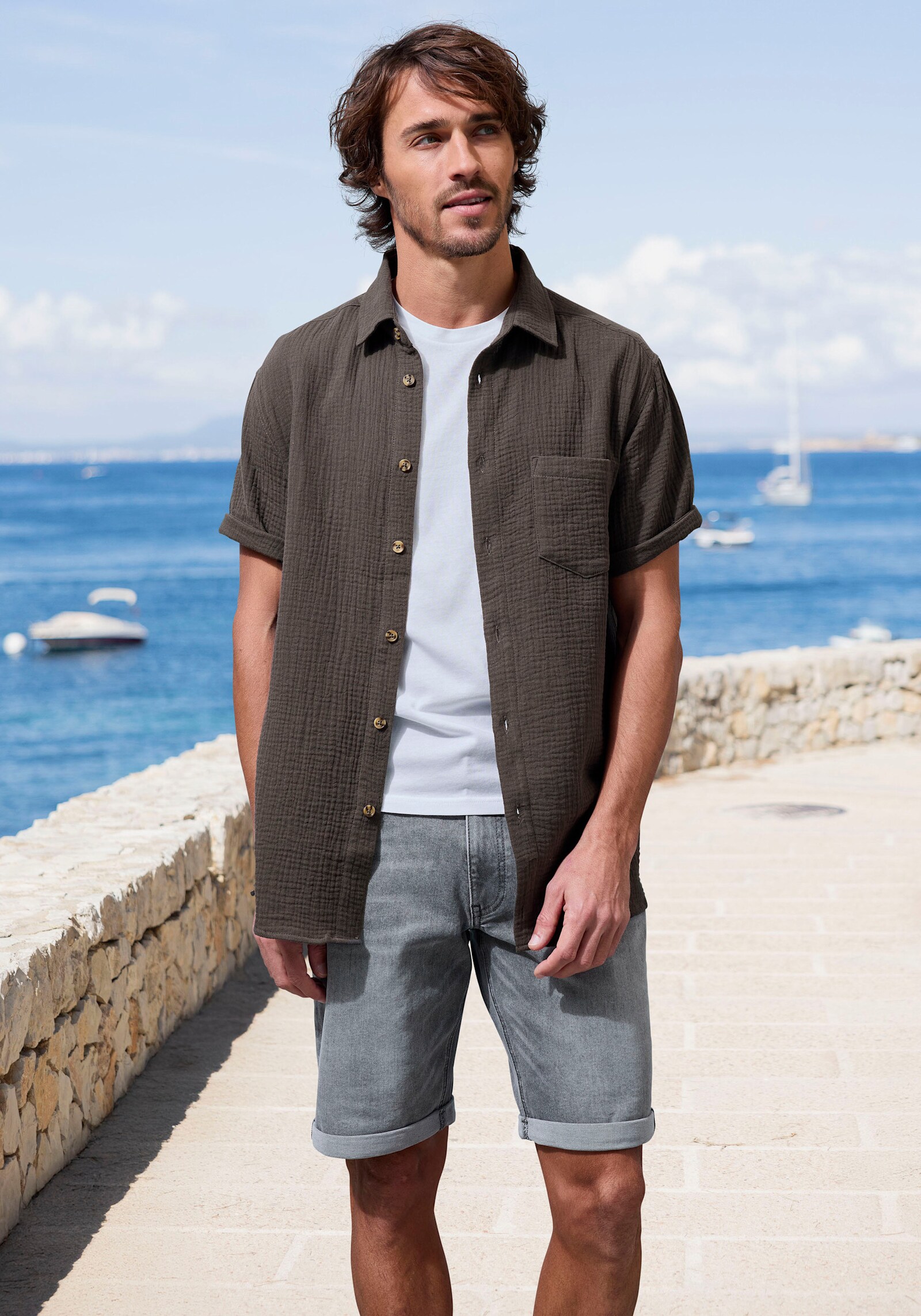 Beachtime Kurzarmhemd - anthrazit