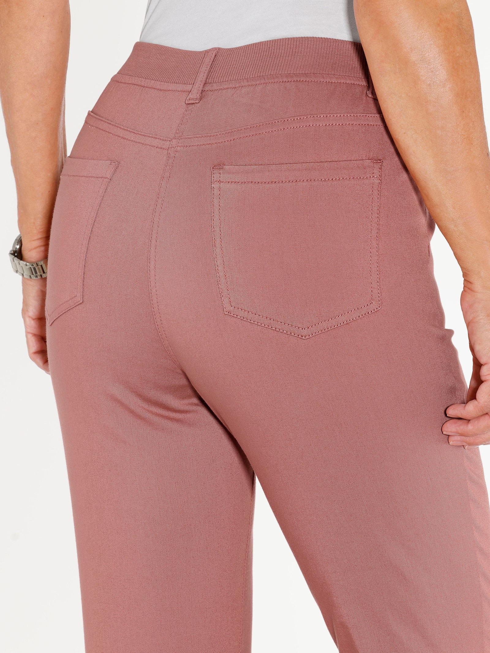 Navlékací kalhoty z keprového materiálu - růžové dřevo