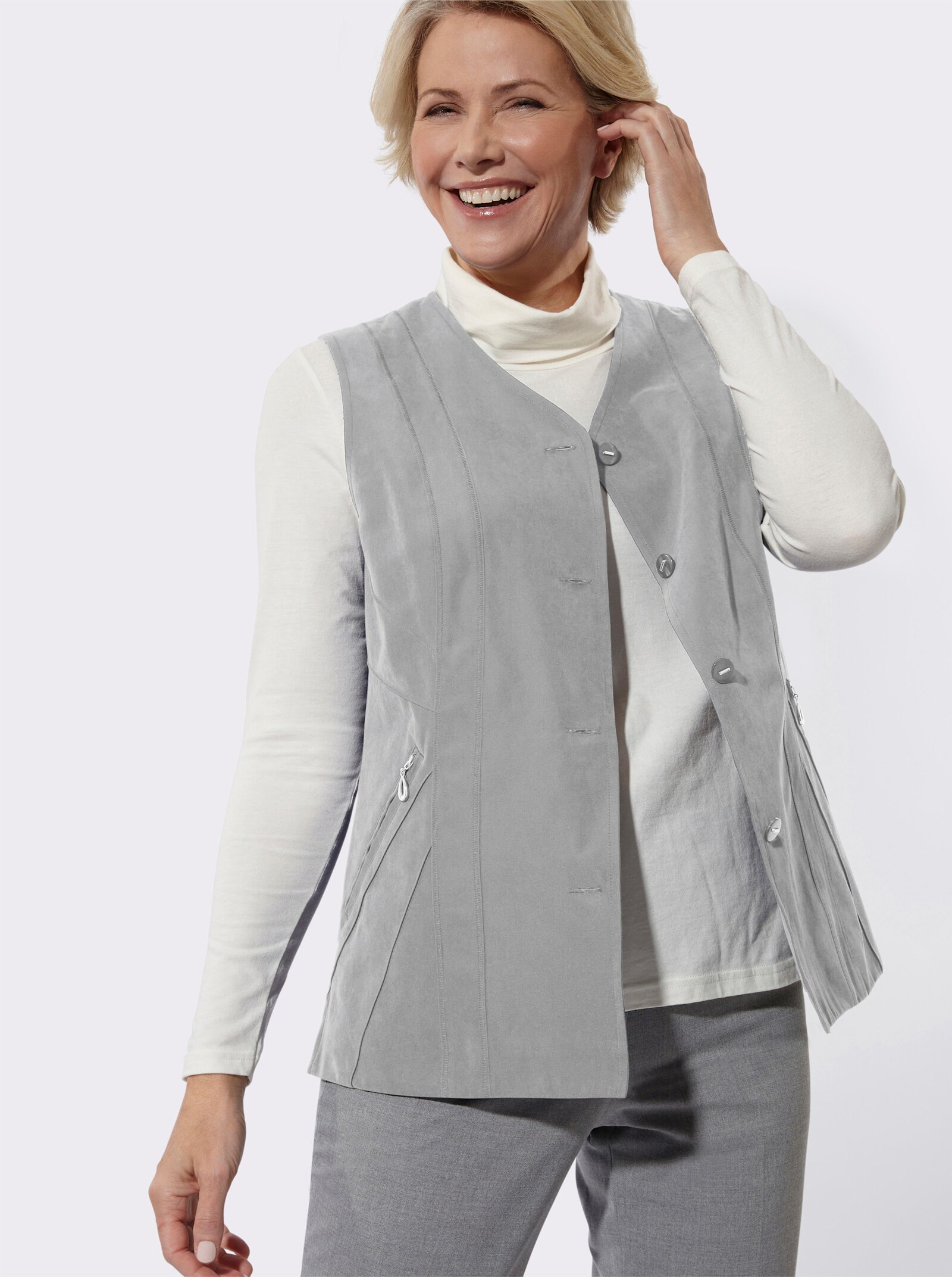 Weste in Micro-Moss-Qualität - steingrau