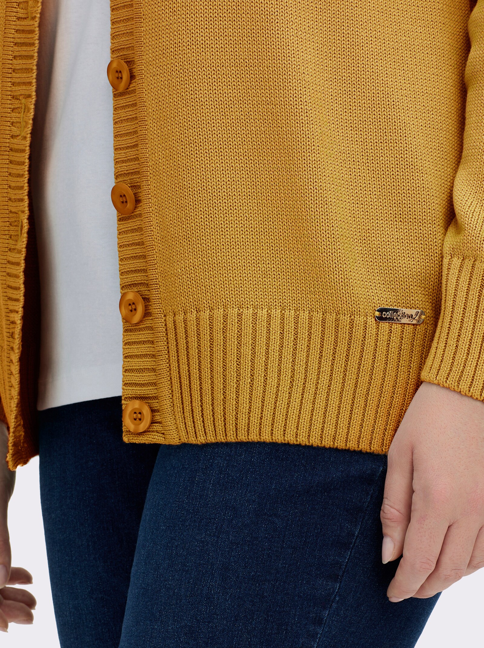 Strickjacke mit farblich abgestimmten Knöpfen - maisgelb