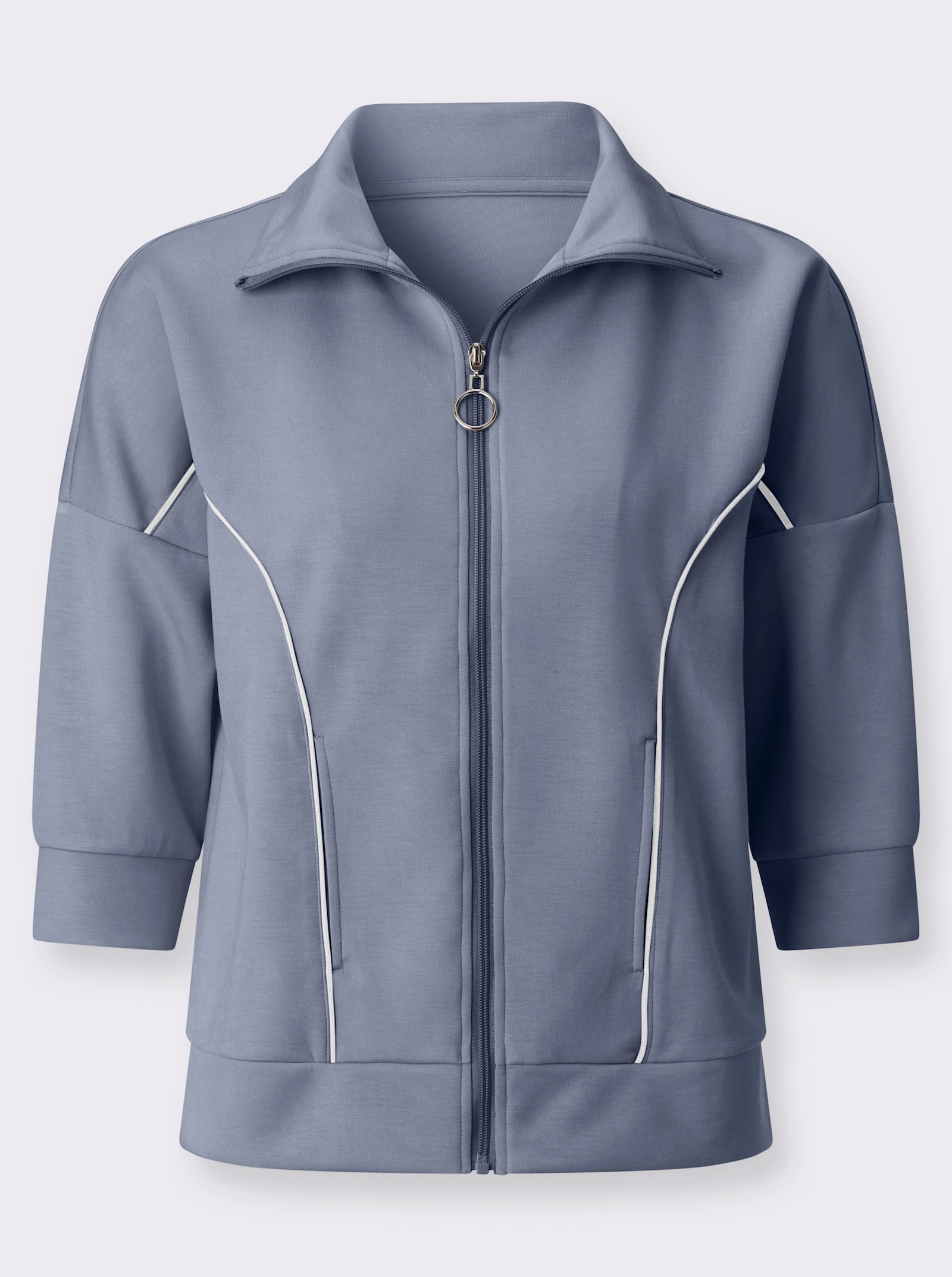 Sweatjacke mit 3/4-Ärmeln - taubenblau
