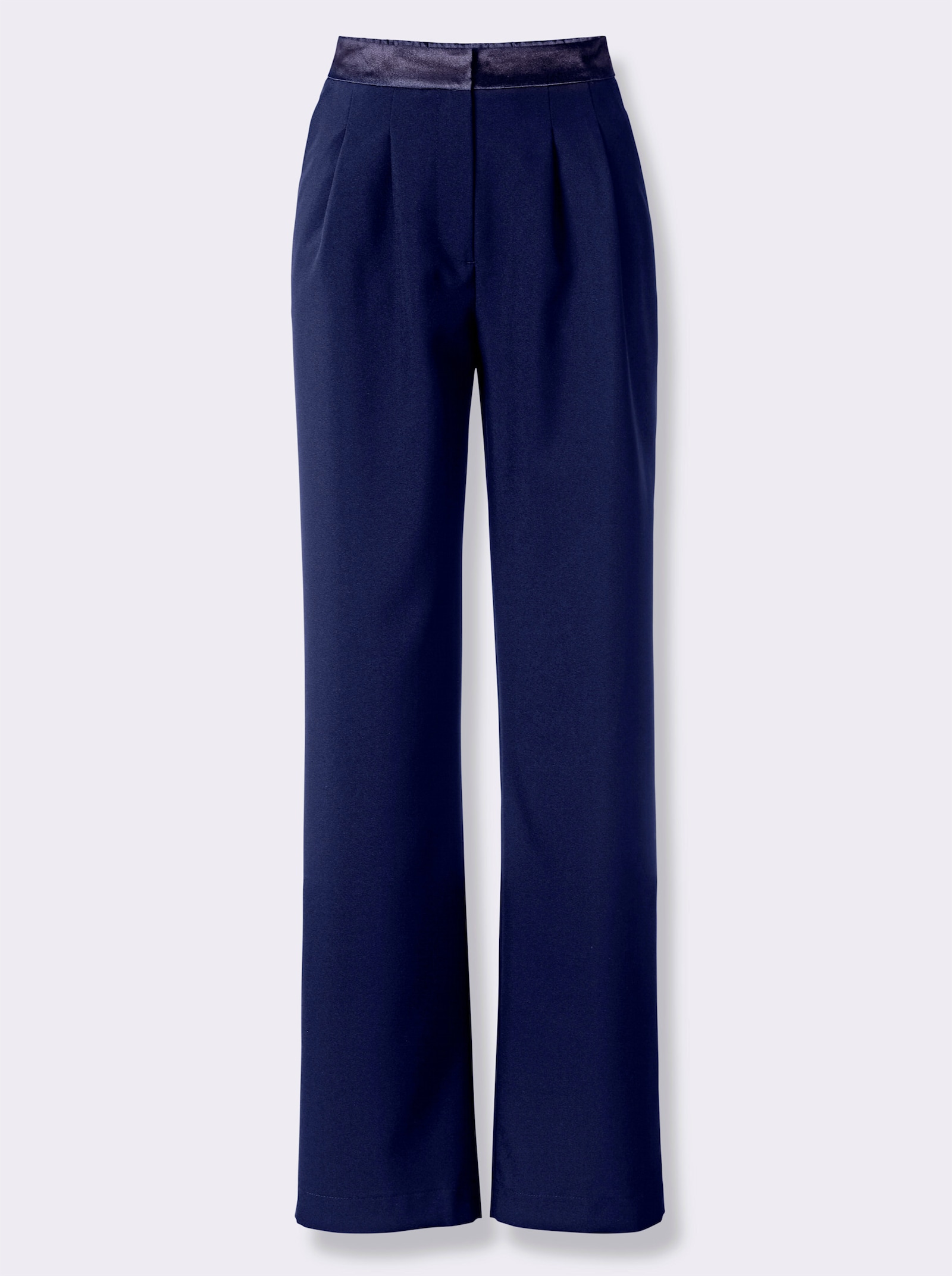 Marlene-Hose mit Satin-Bund - nachtblau
