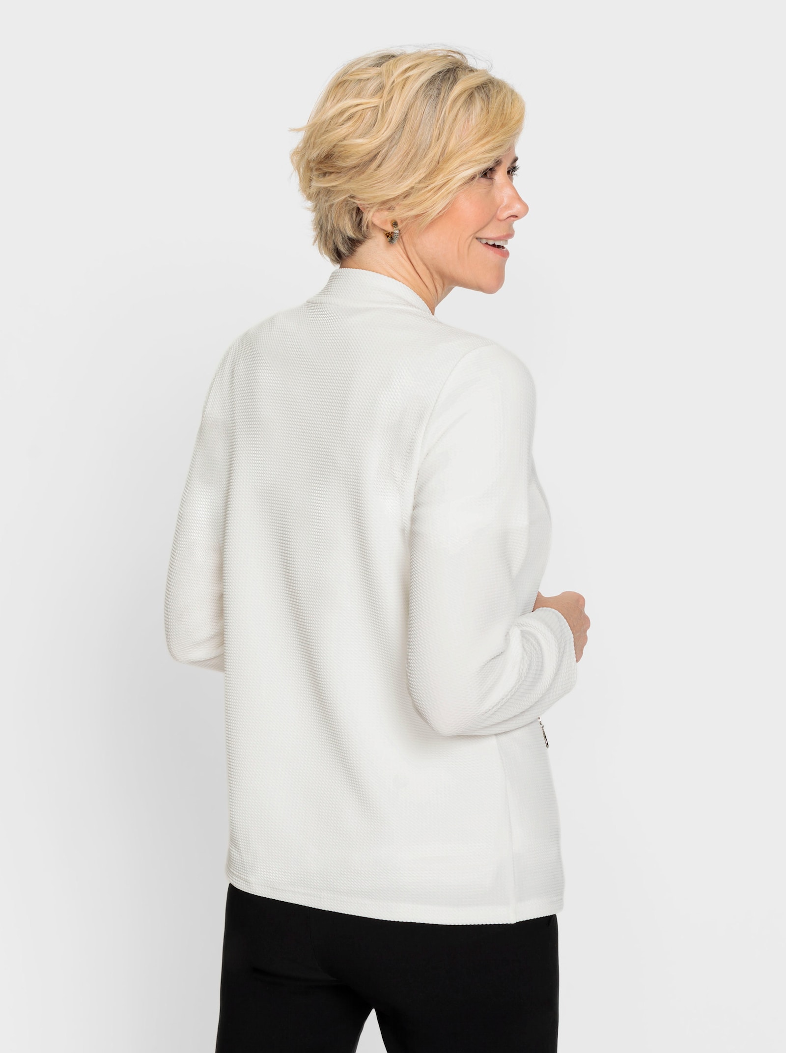 Shirtjacke mit Reißverschluss - ecru