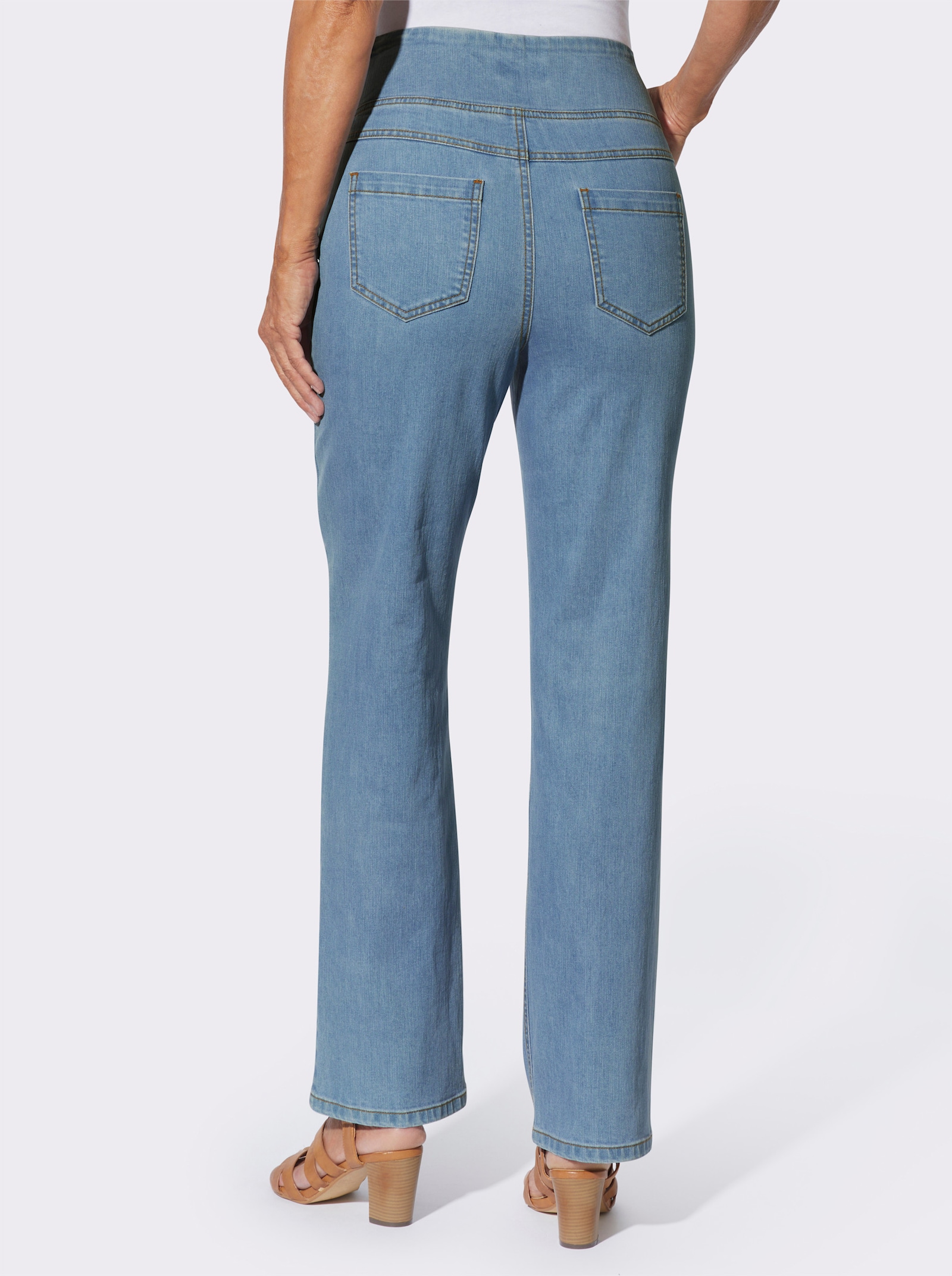 Gerade Jeans mit hohem Bund - blue-bleached