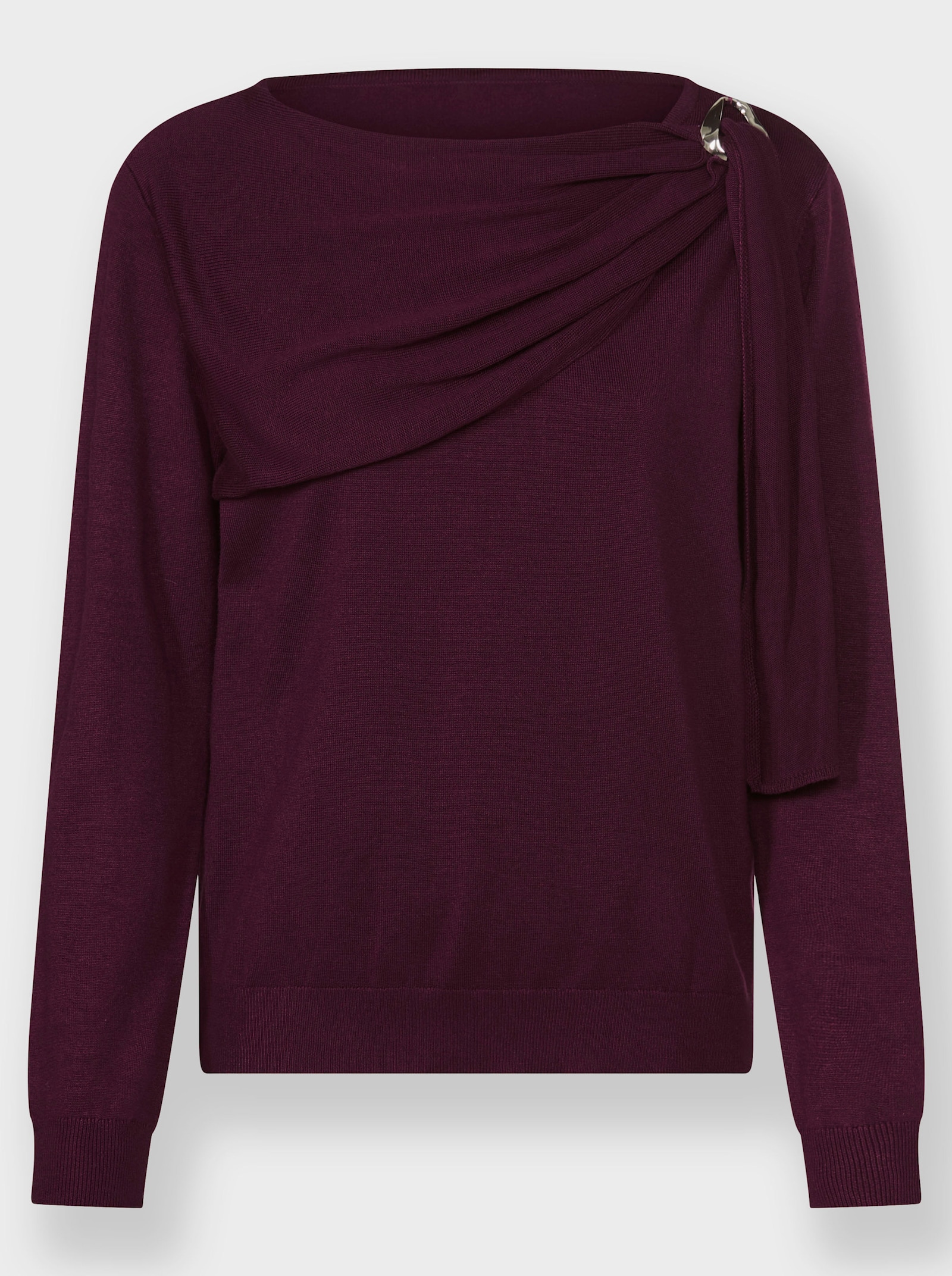 Feinstrickpullover mit Zierelement - burgund