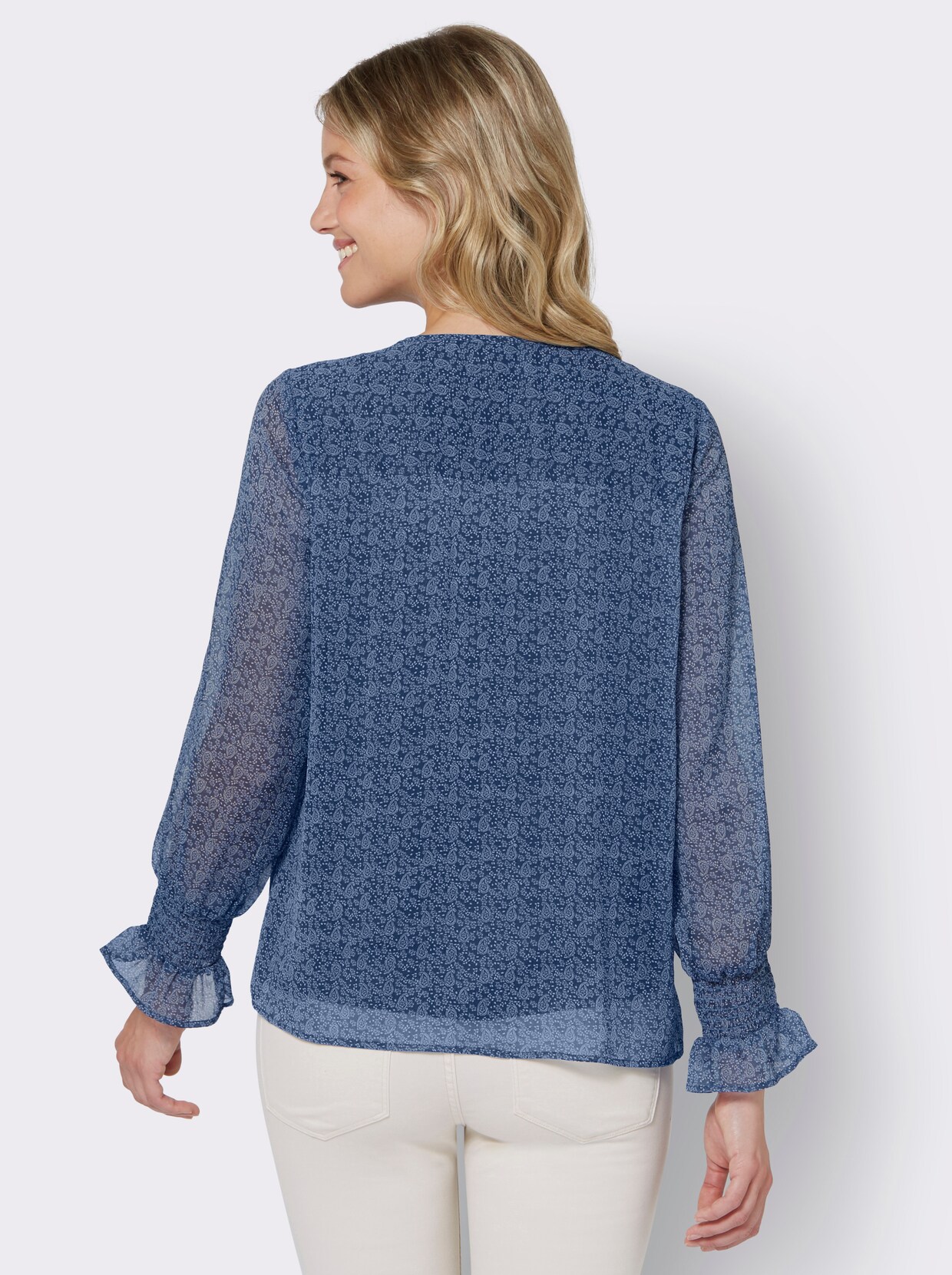 Druckbluse - jeansblau-bleu-bedruckt