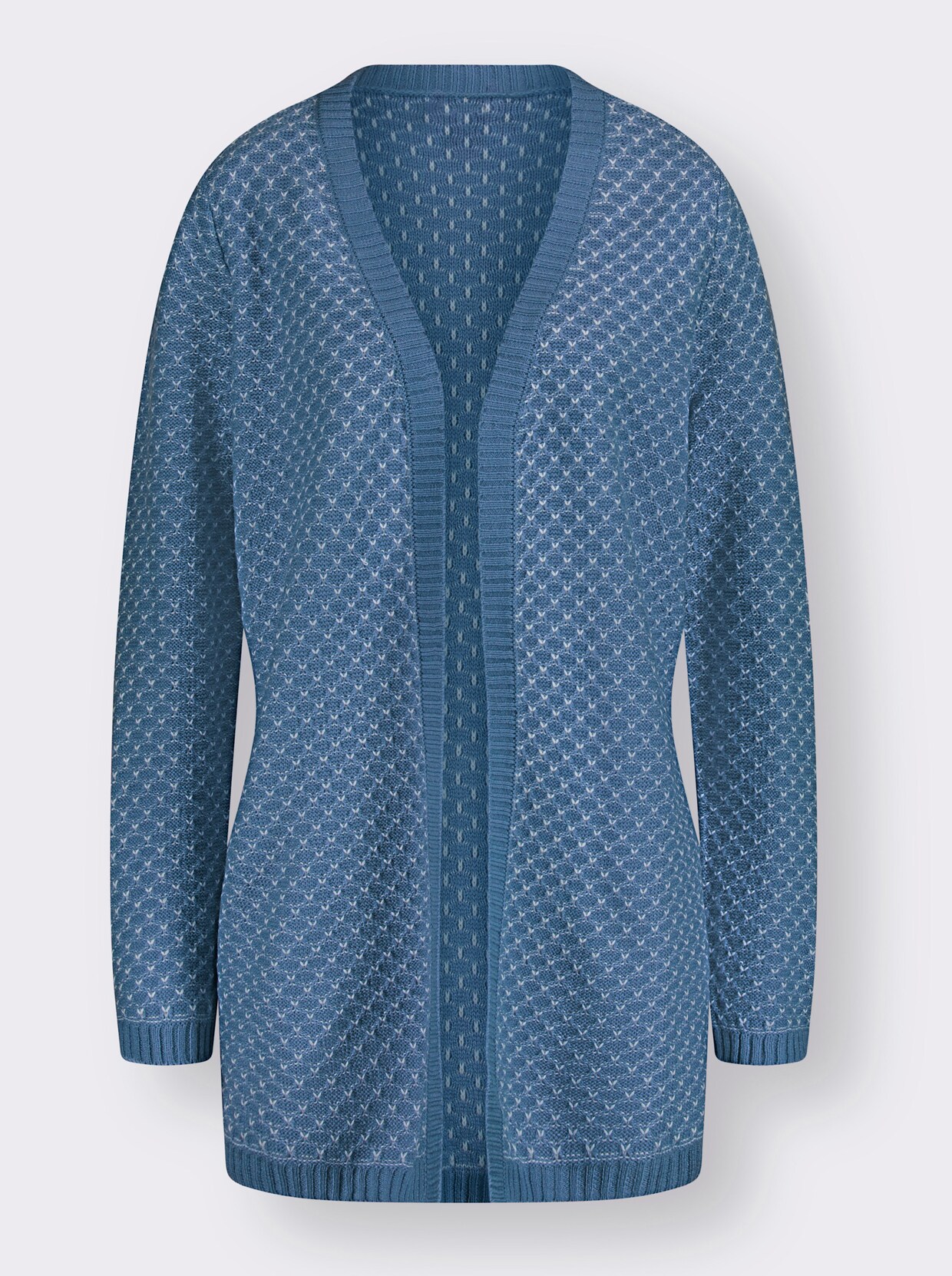 Lang gebreid vest - middenblauw