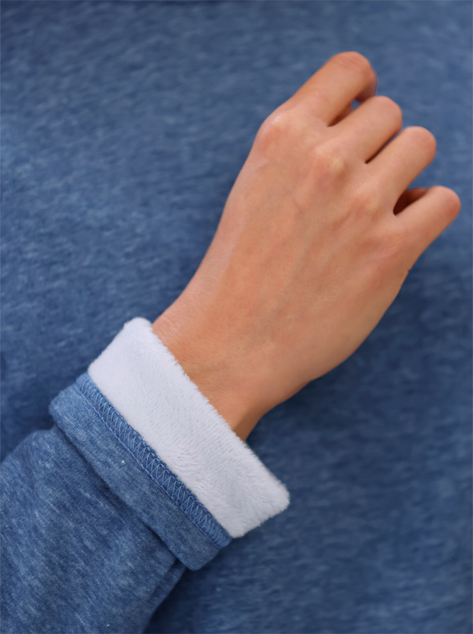 Longshirt mit Teddy-Fleece innen - jeansblau-meliert
