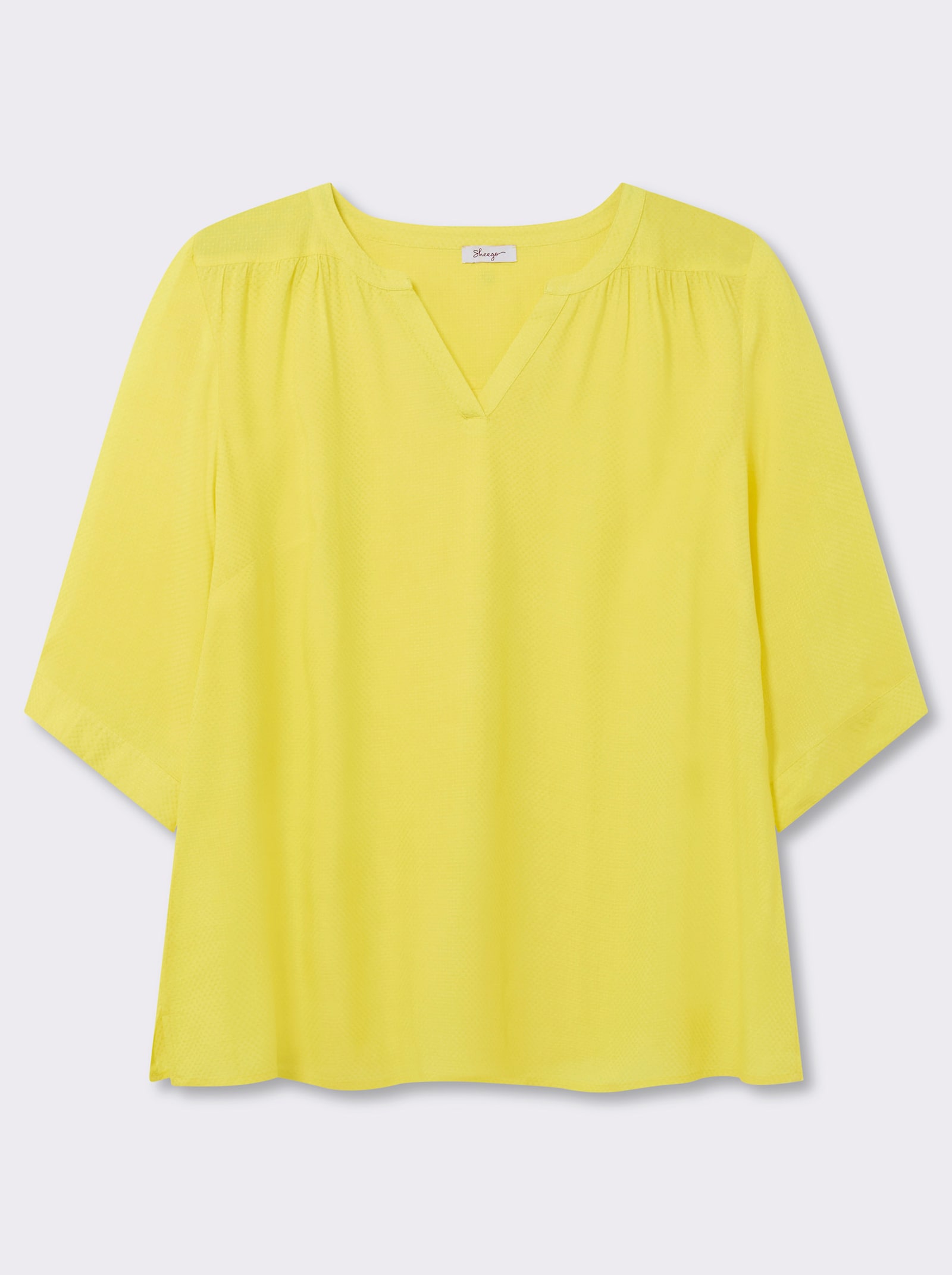 sheego Tunika mit Rundhalsausschnitt und V-Schlitz - limone