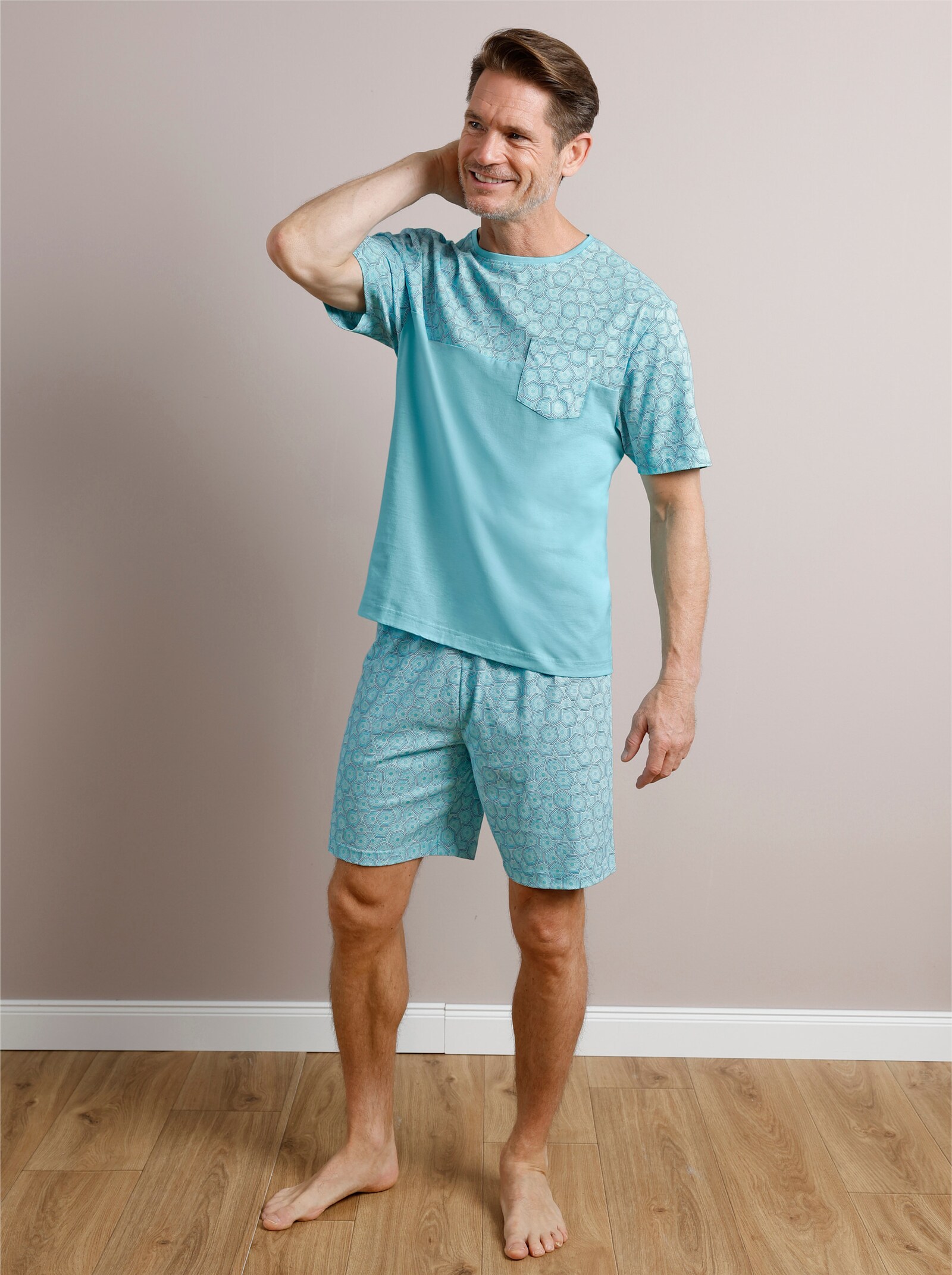 wäschepur men Shorty im Tupfendessin - aquapetrol-aquamarin-bedruckt