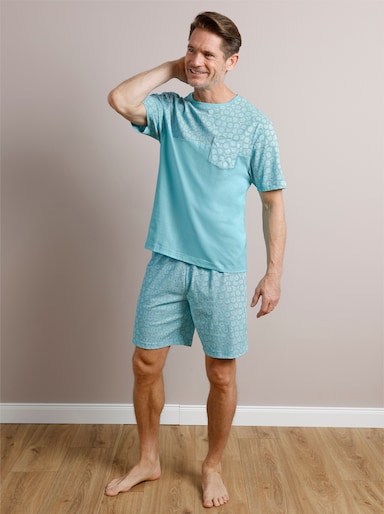 wäschepur men Shorty im Tupfendessin - aquapetrol-aquamarin-bedruckt