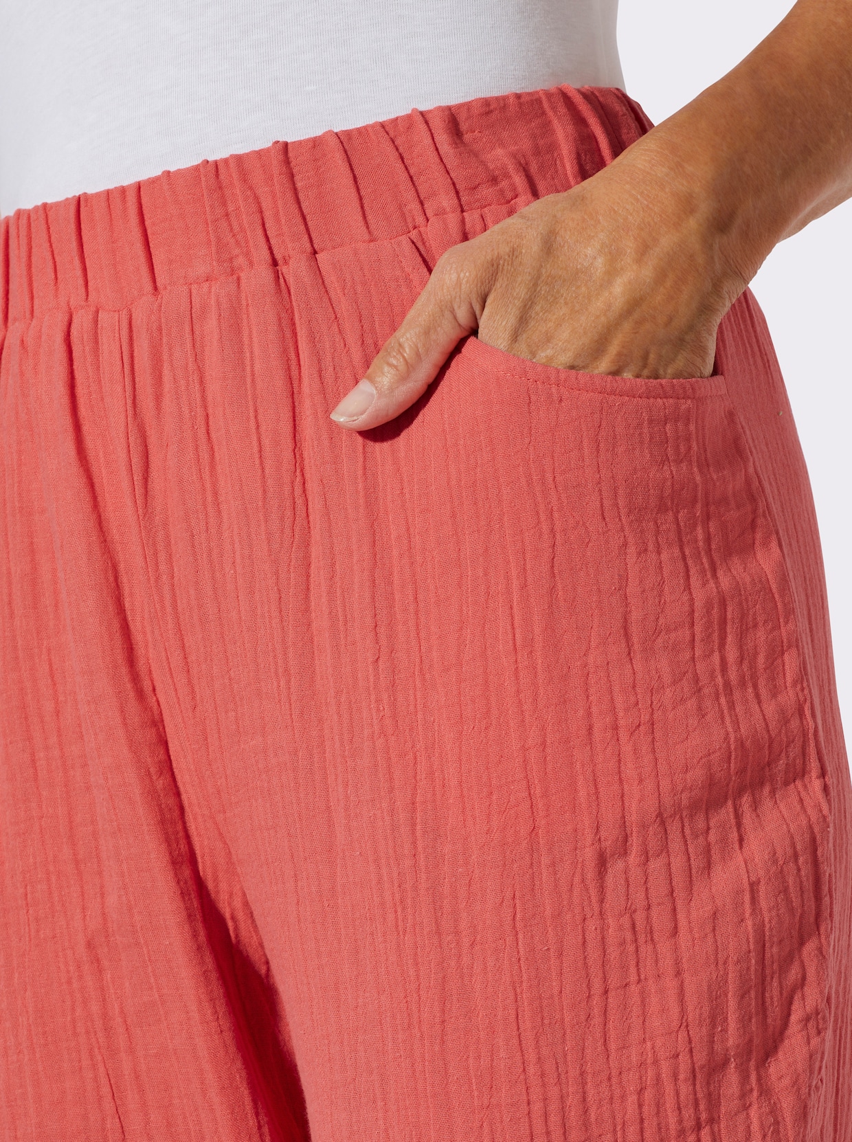 Schlupfhose in Musselin-Qualität - grapefruit