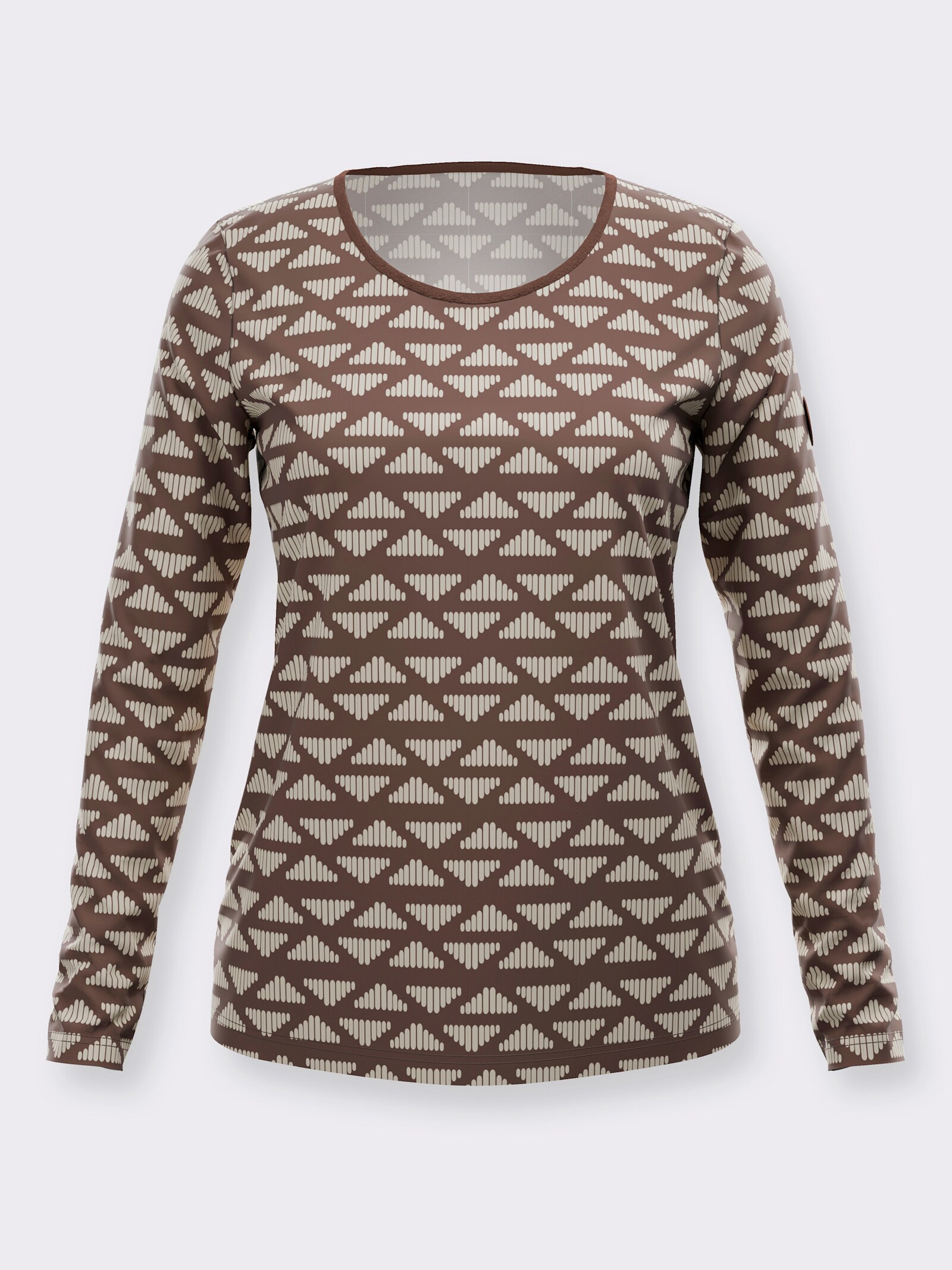 Ringelshirt in Baumwoll-Stretch-Qualität - schoko-sand-bedruckt