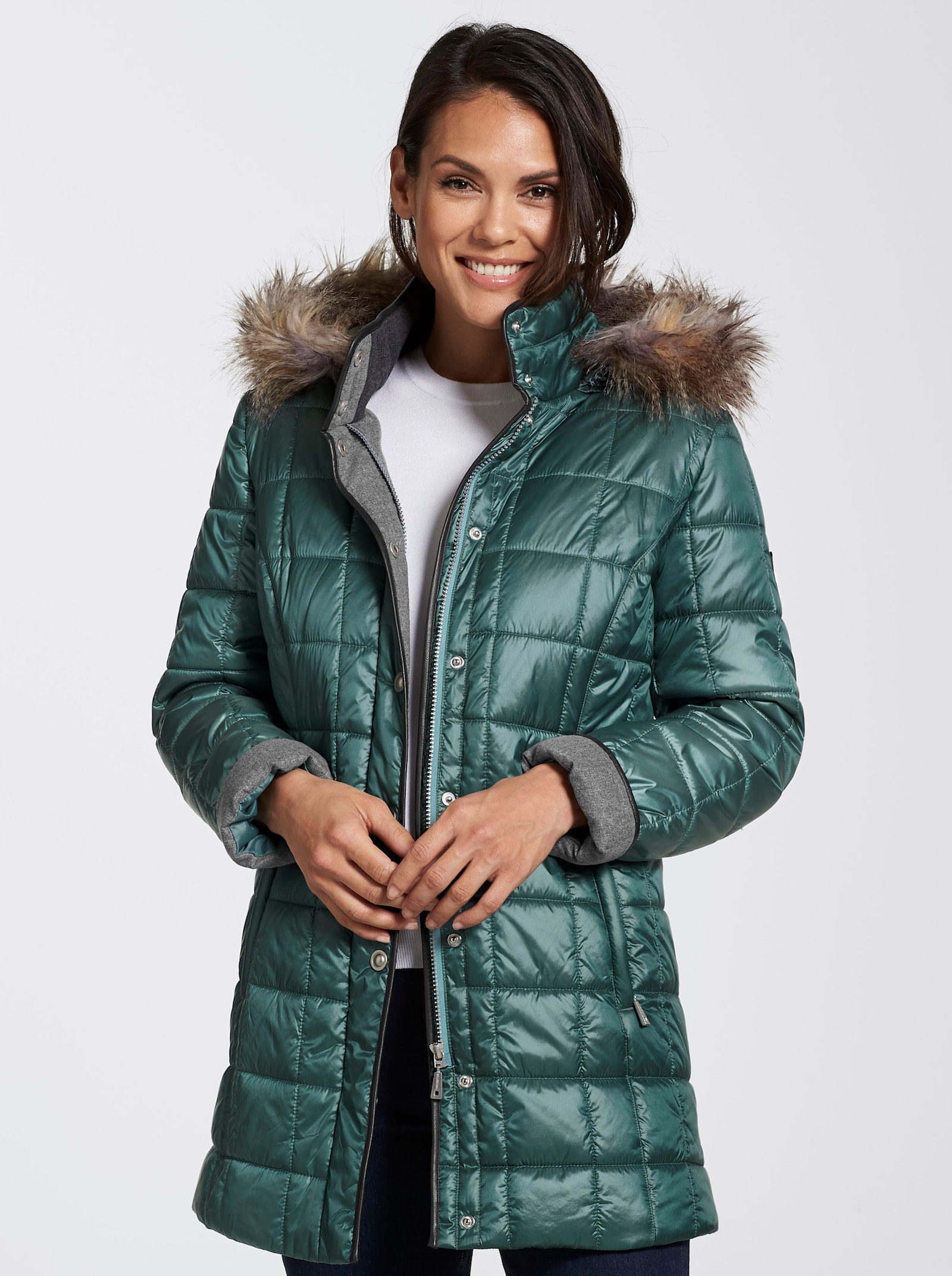 Gewatteerd jack met ritssluiting aan de zijkant - jadegroen