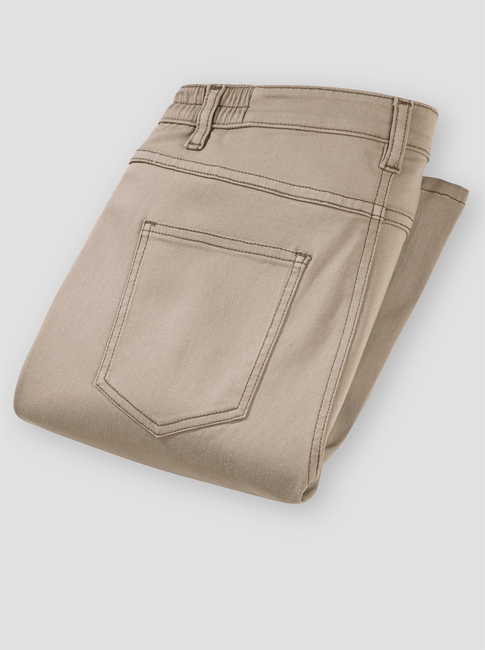 Džíny s elastickým pasem na bocích - sezamová