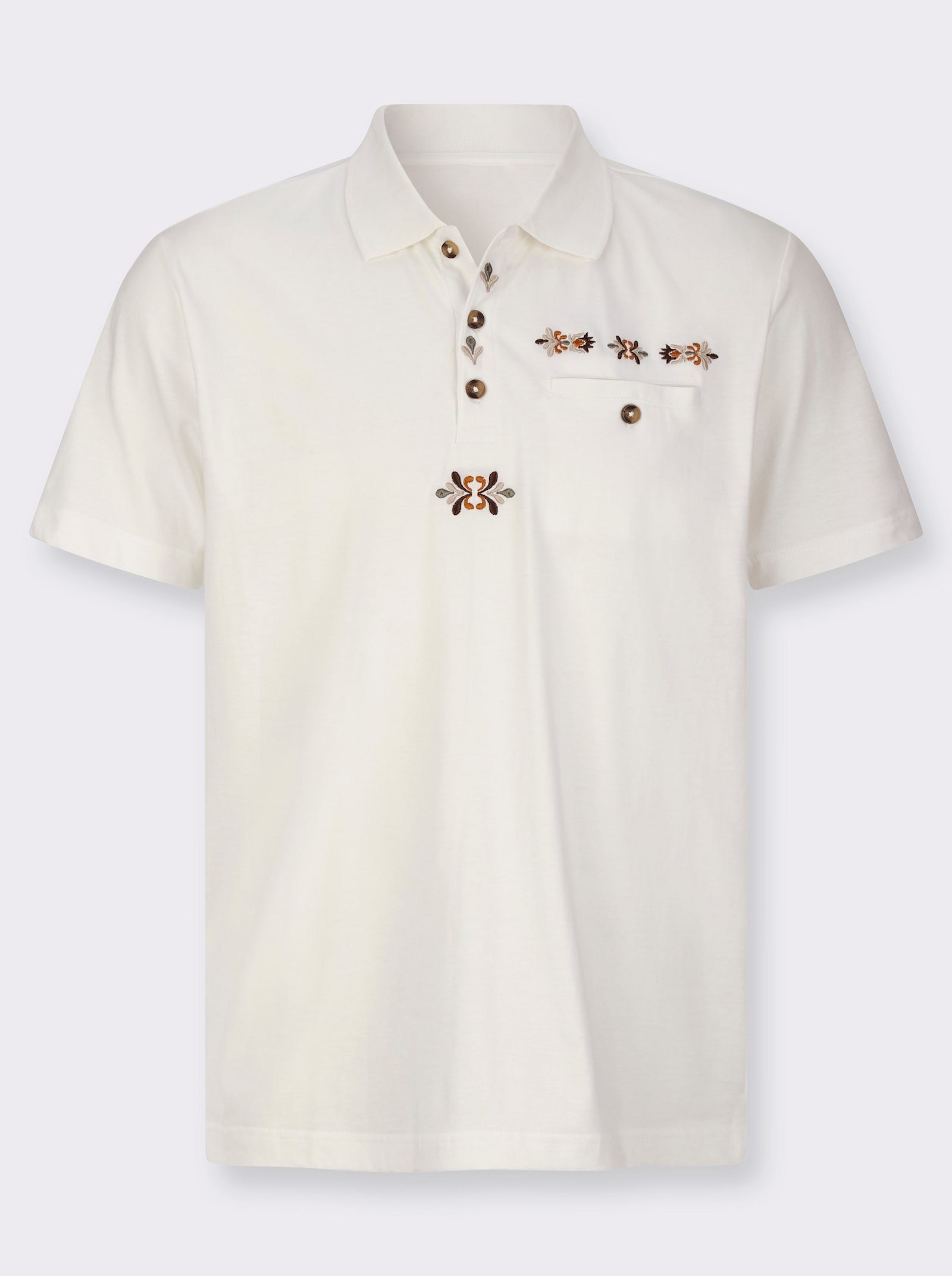 Pikétröja med traditionellt broderi - gräddvit