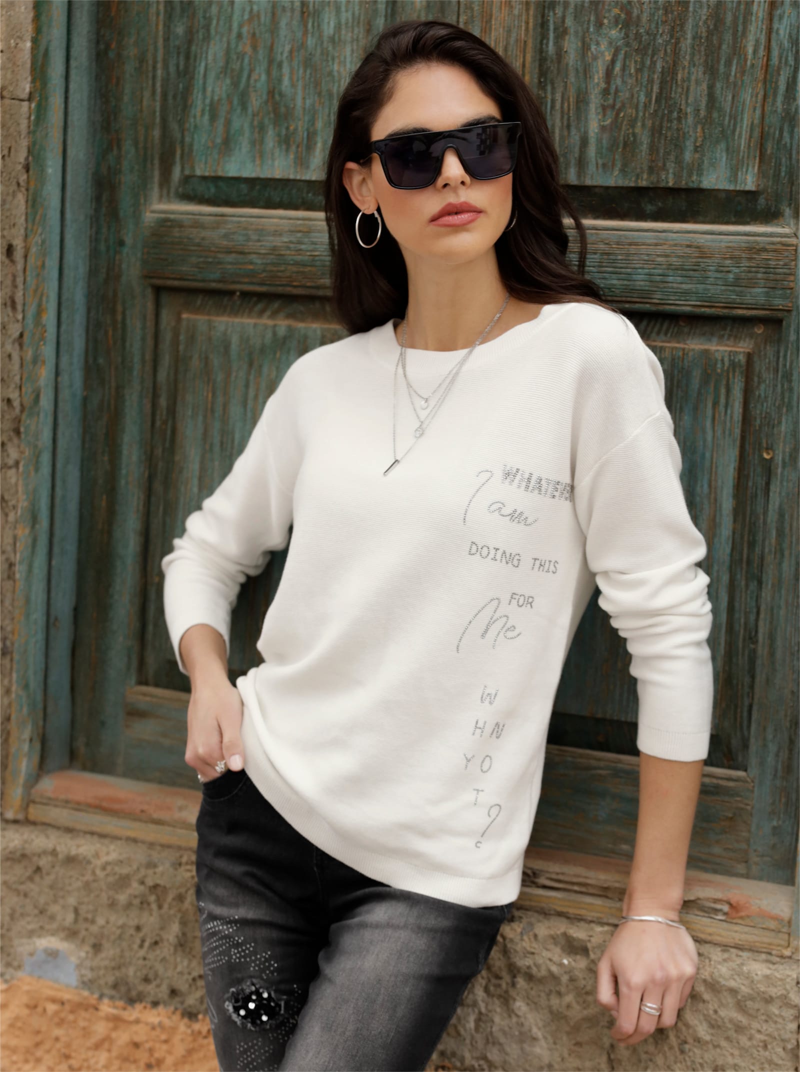 heine Pull avec inscription - écru