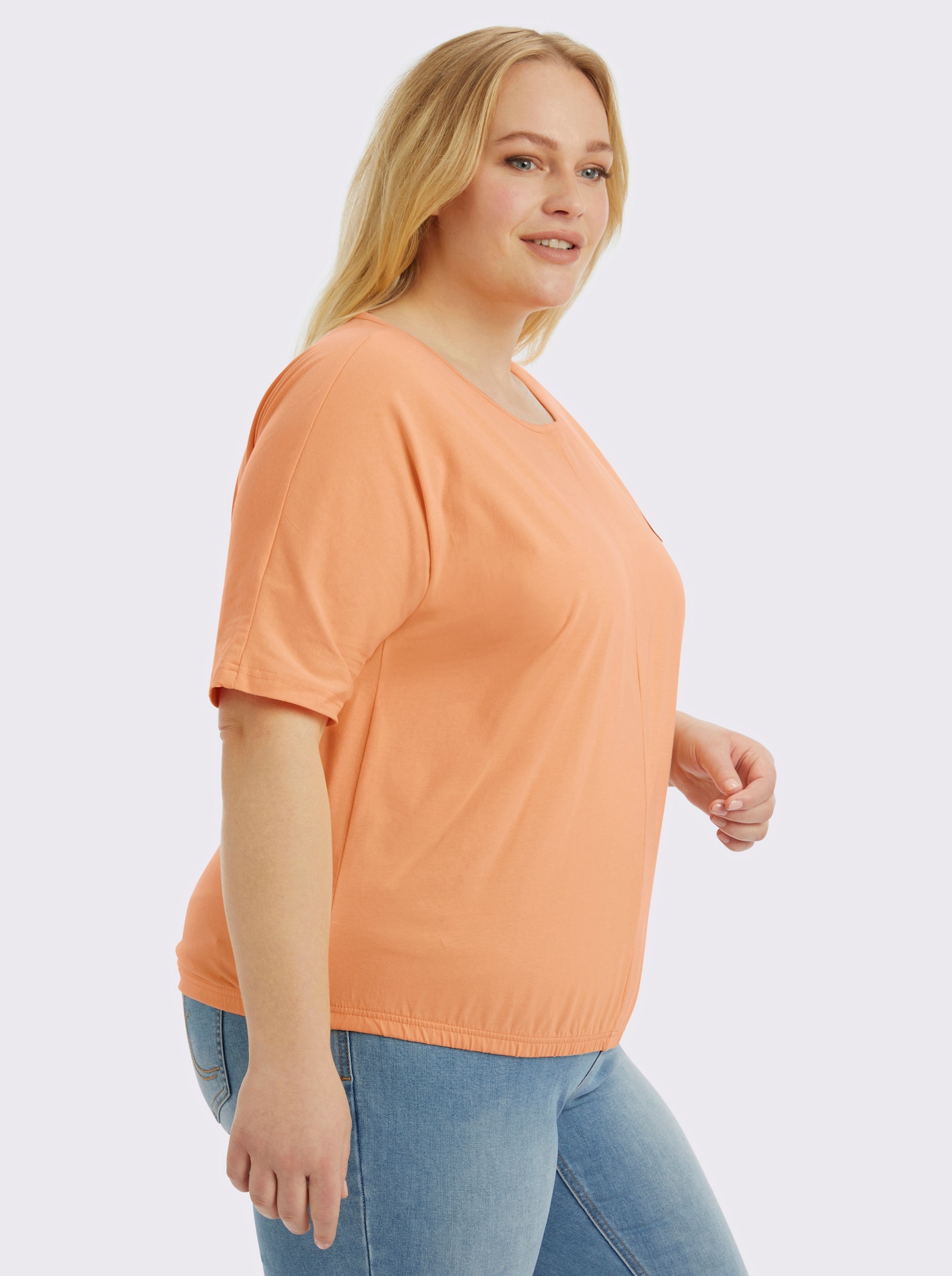 Kurzarmshirt mit Fledermausärmeln - apricot