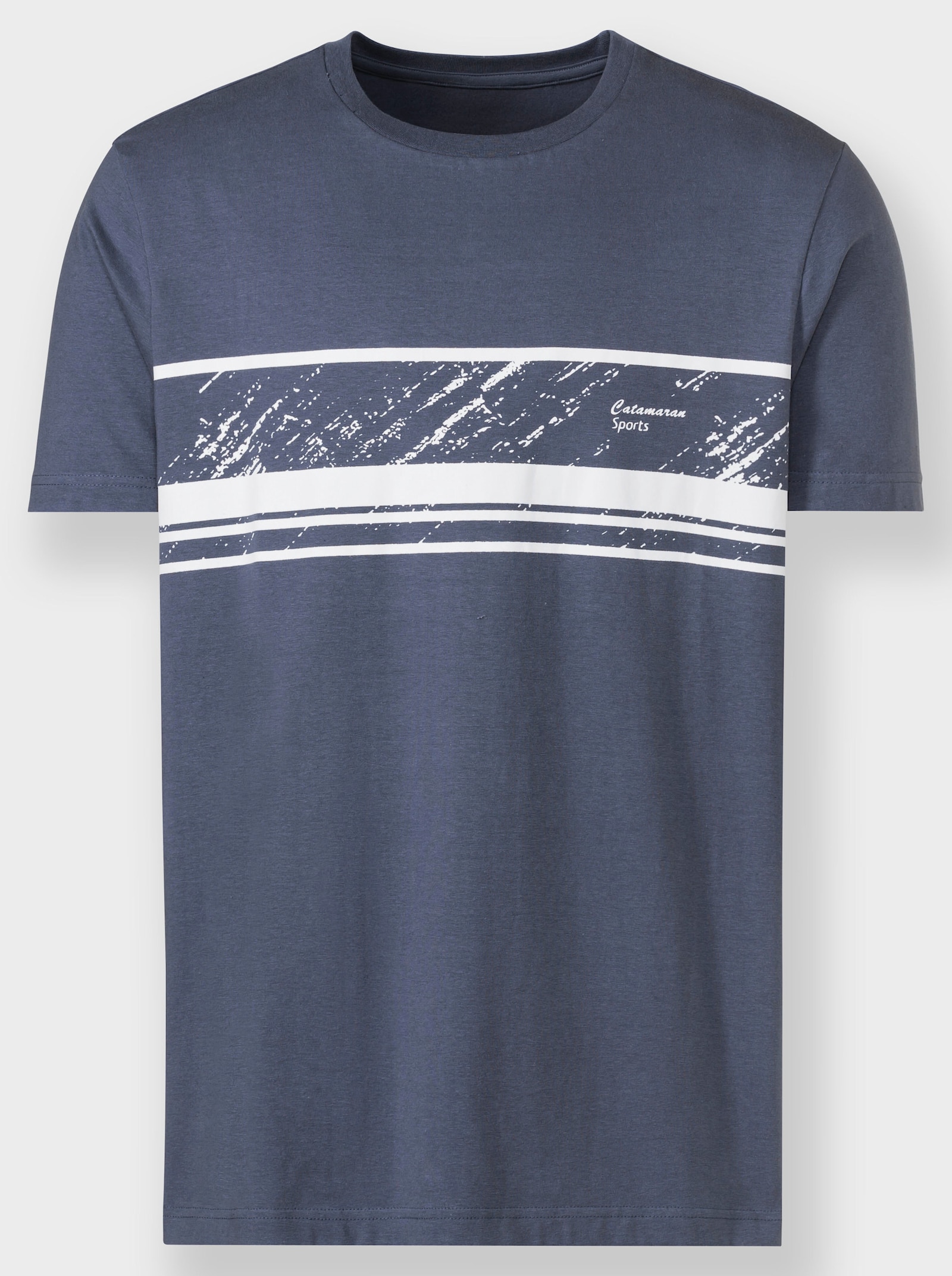 Catamaran Sports Freizeitshirt aus Baumwoll-Stretch - rauchblau-weiß