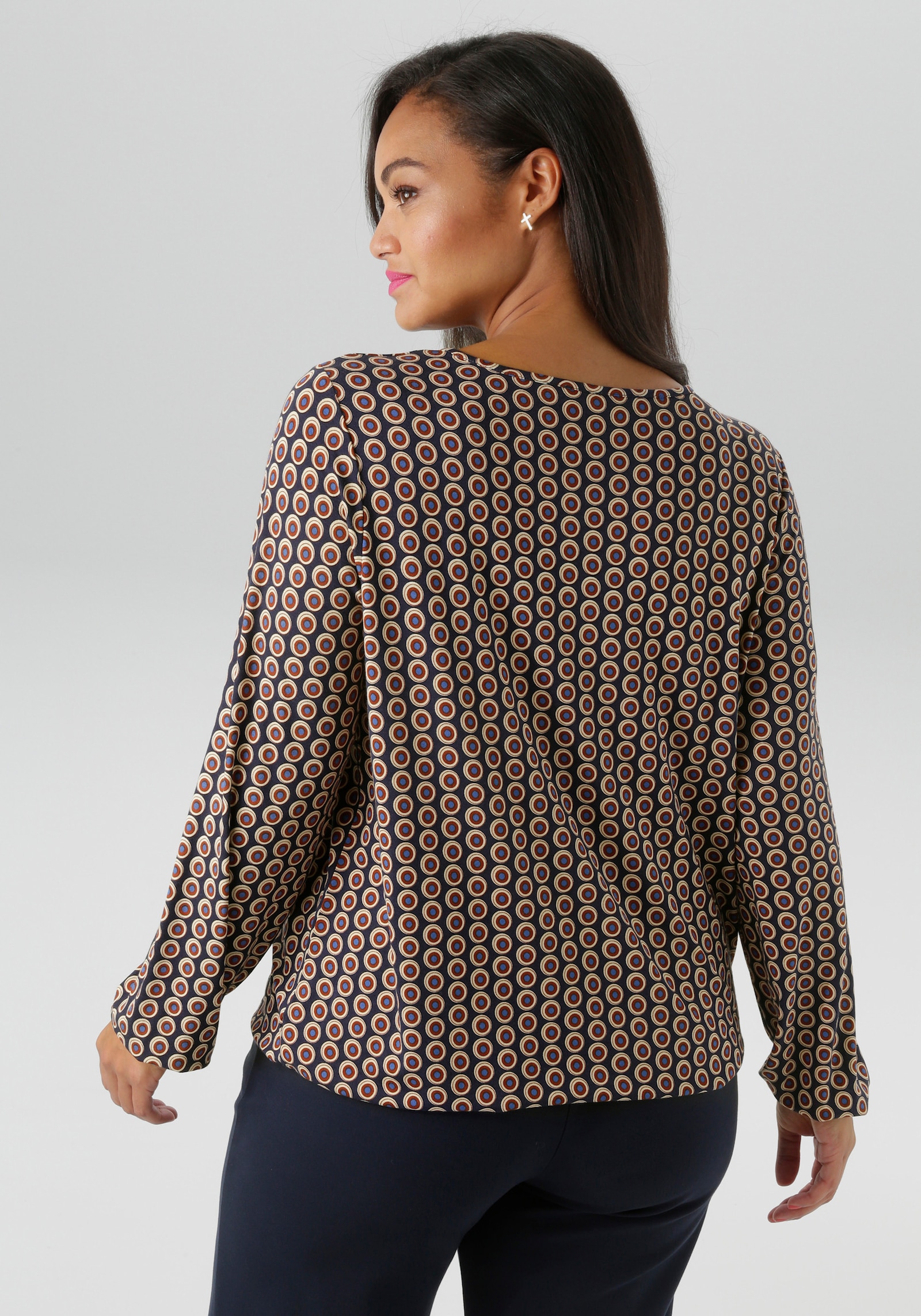 Aniston PLUS Langarmshirt - marine-braun-beige