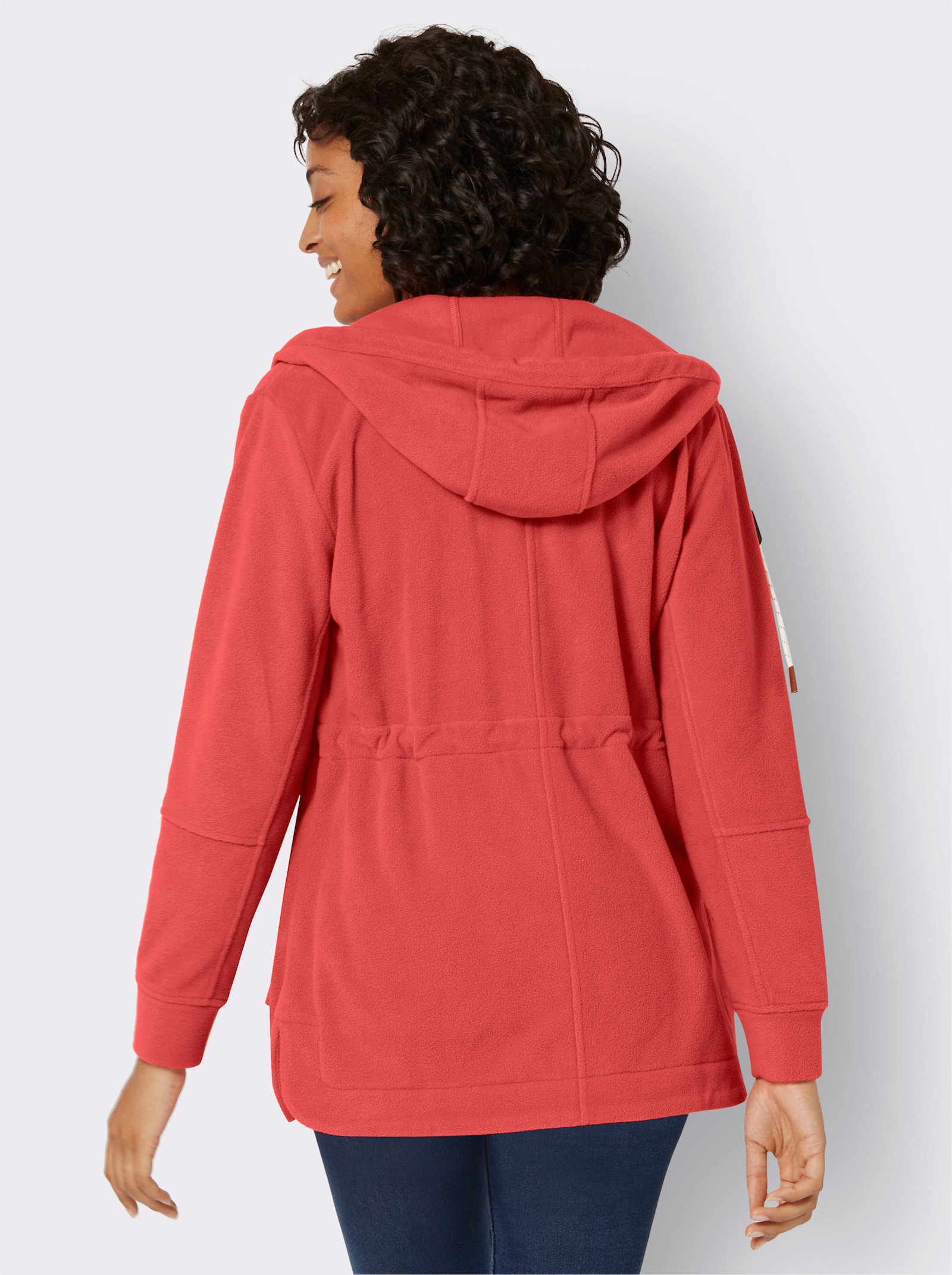Fleecejacke mit Tunnelzug in der Taille - grapefruit