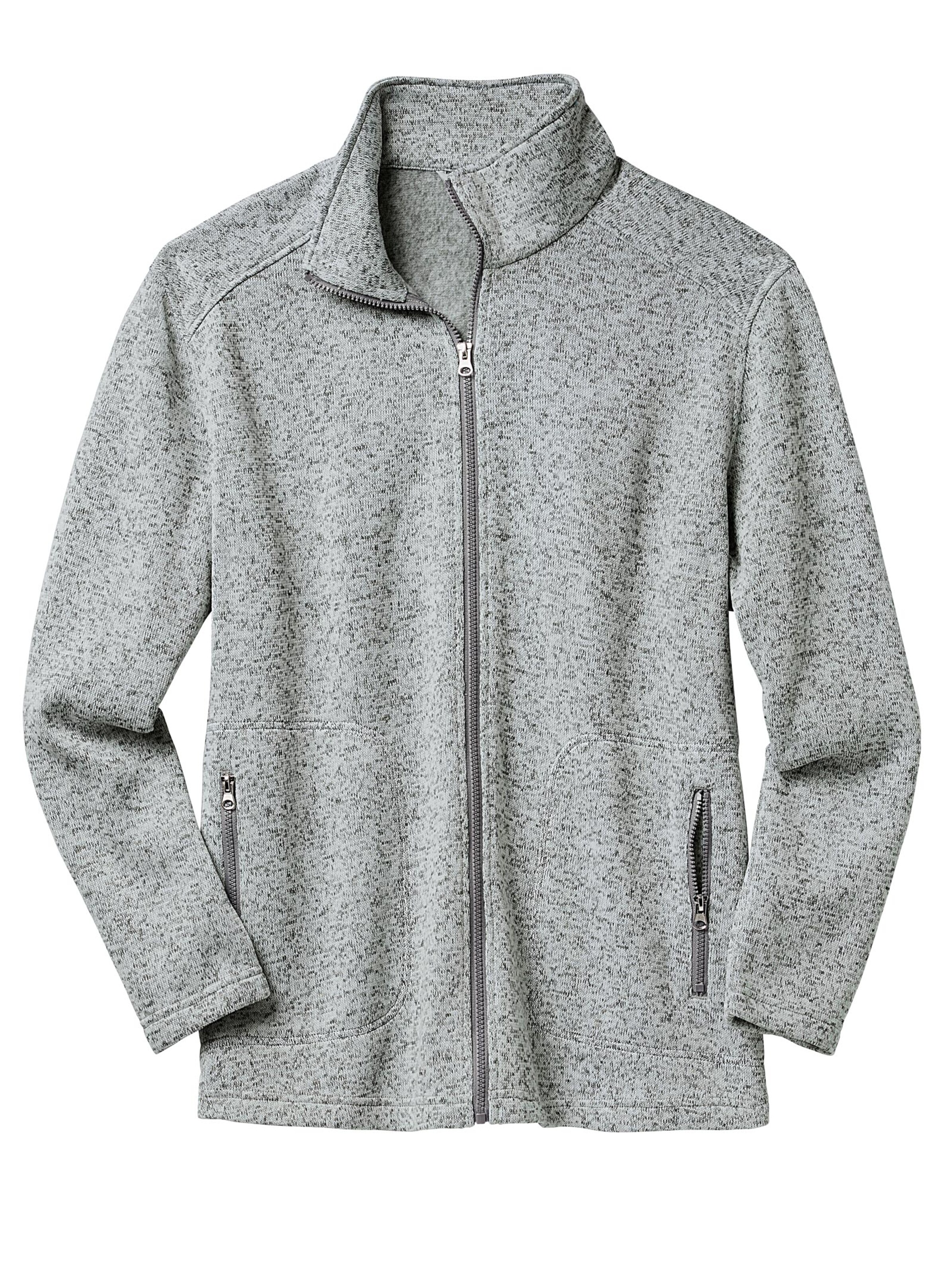 Strickfleece-Jacke - hellgrau-meliert