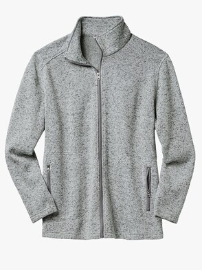 Strick-Fleecejacke - hellgrau-meliert