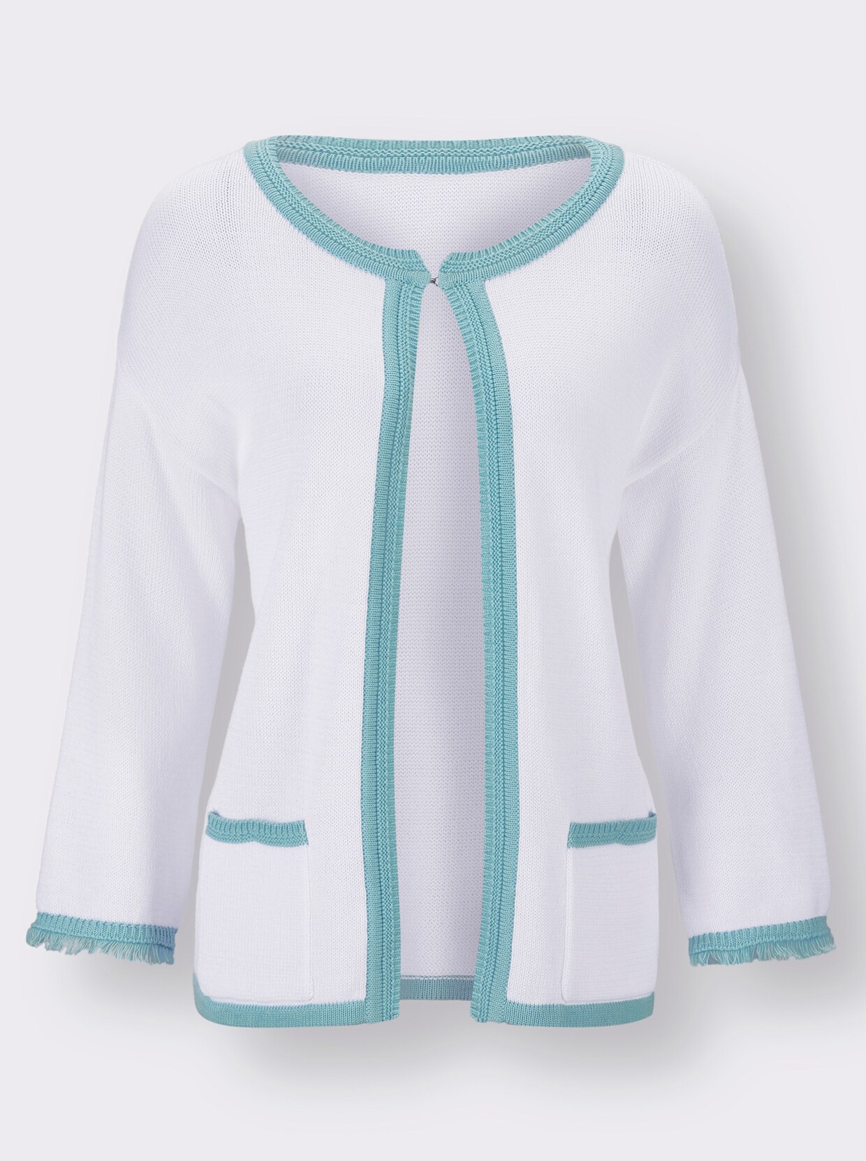 Vest - wit/aquamarine gedessineerd