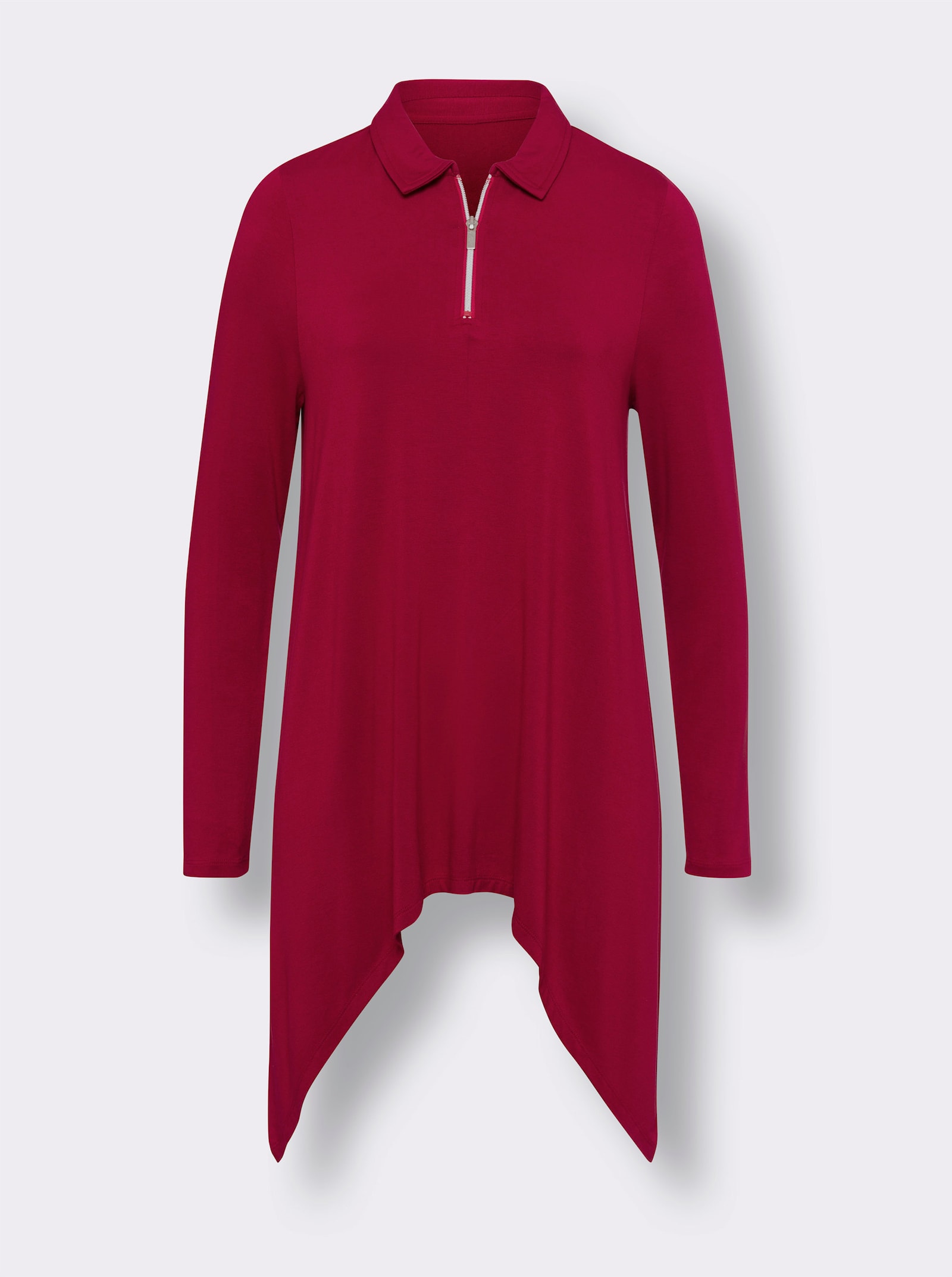 Zipfelshirt in ausgestellter A-Form - kirsche
