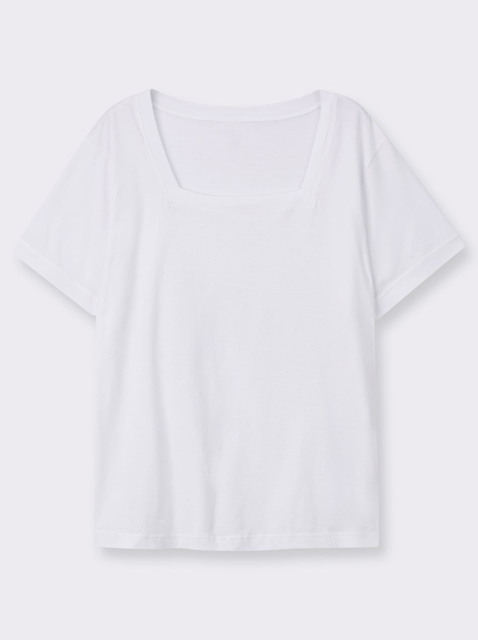 Kurzarmshirt mit Karree-Ausschnitt - weiß