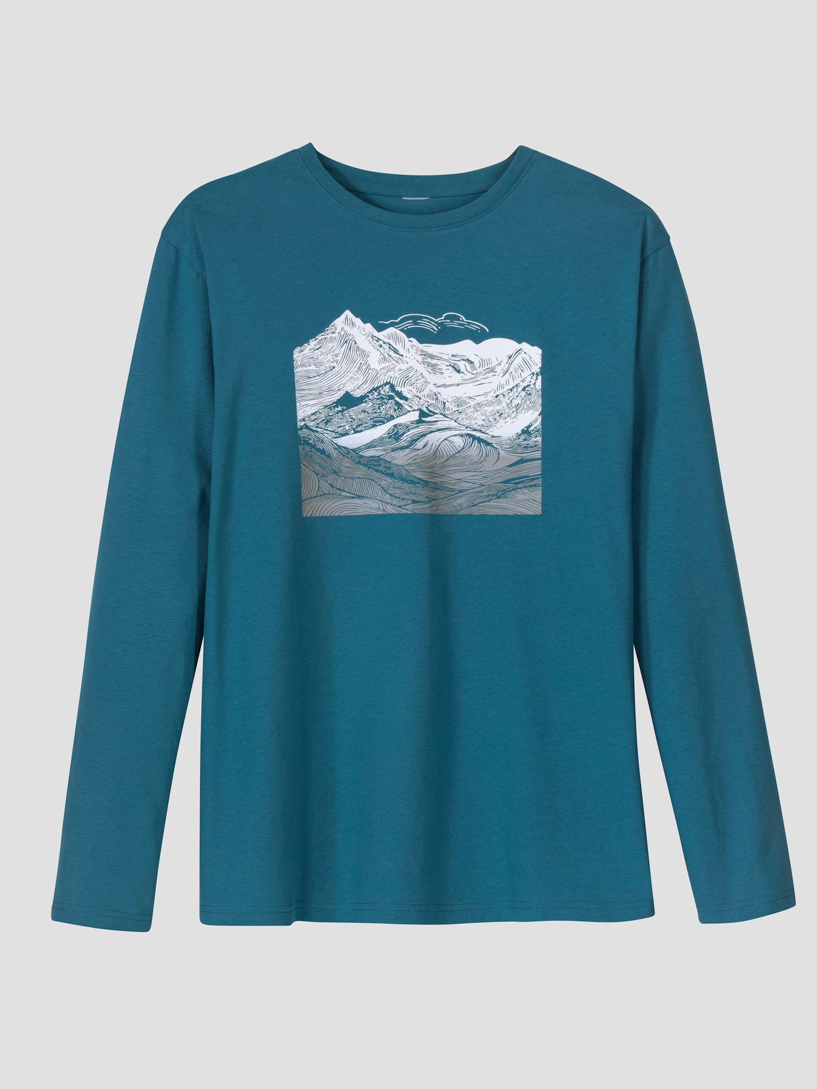 Langarmshirt mit Gebirgs-Druckmotiv - topas