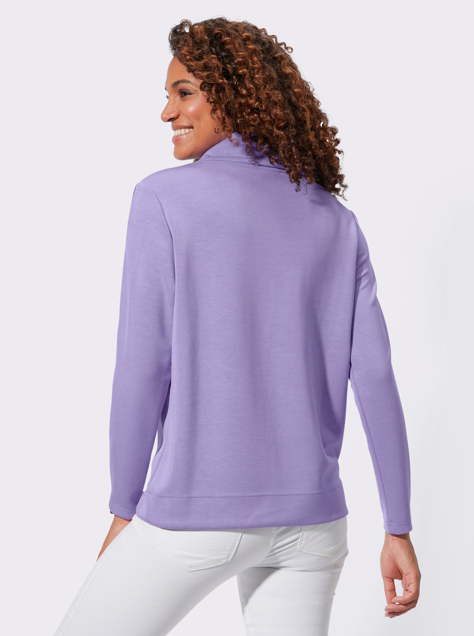 Rollkragenshirt mit Kontrast-Paspeln - lavendel