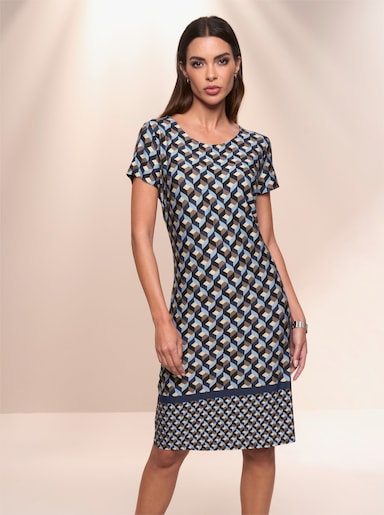 heine Jersey-Kleid - bleu-dunkeltaupe-bedruckt