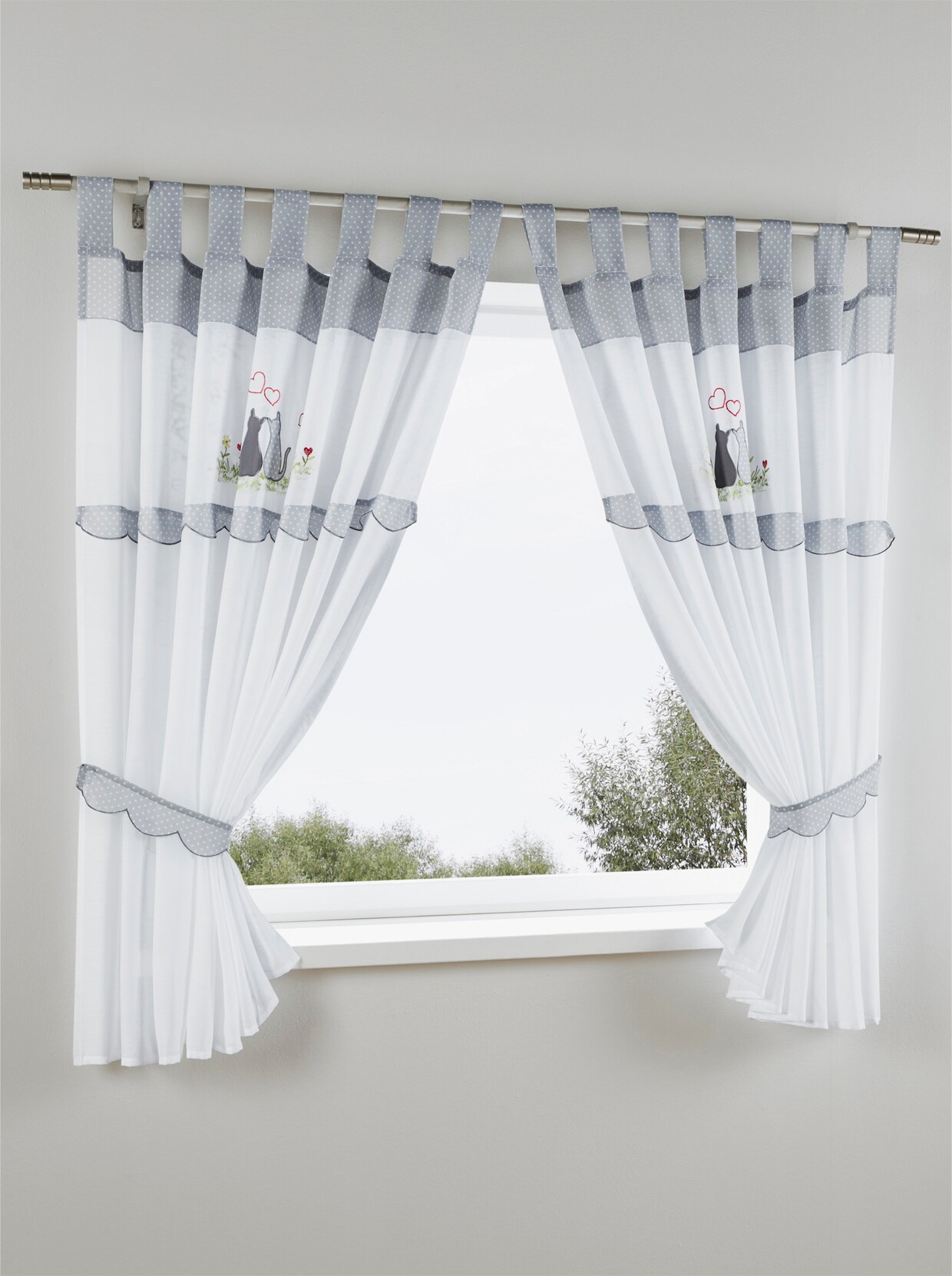 heine home Decoratieve vitrage - wit/grijs