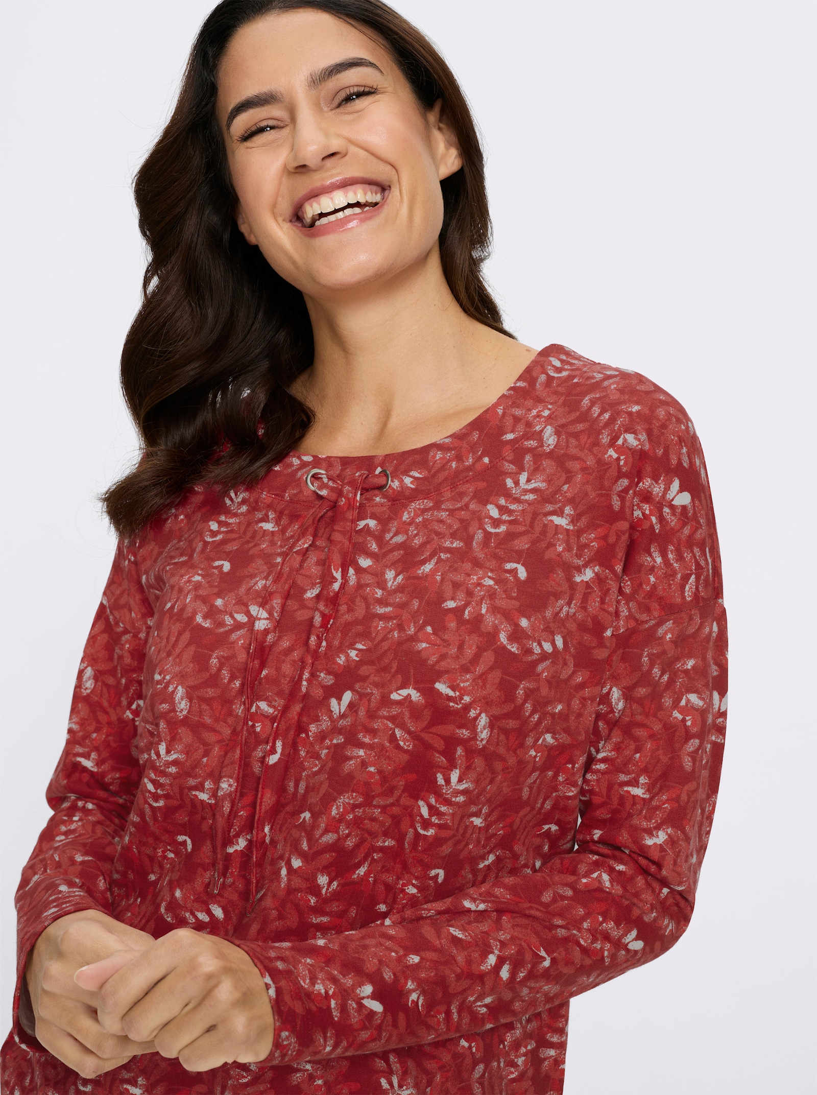 Print-Shirt - kirsche-grau-bedruckt