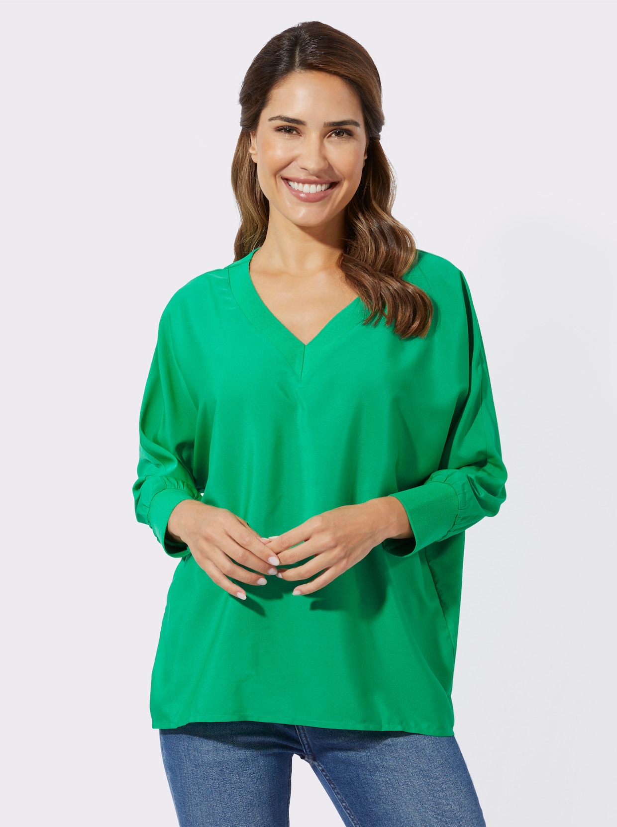 Comfortabele blouse - grasgroen